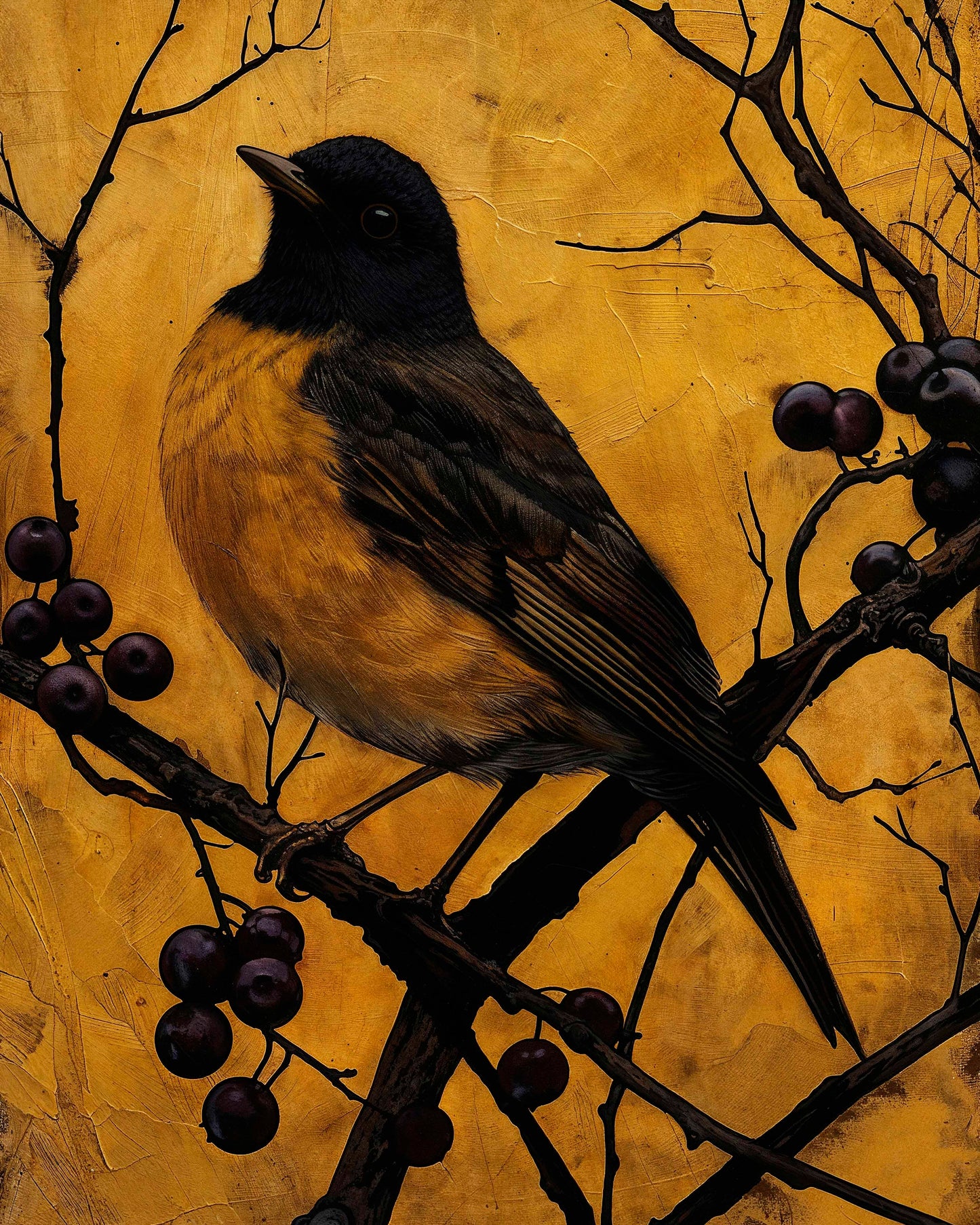 Golden Twilight - Warbler Among Berries - Limited Edition Canvas