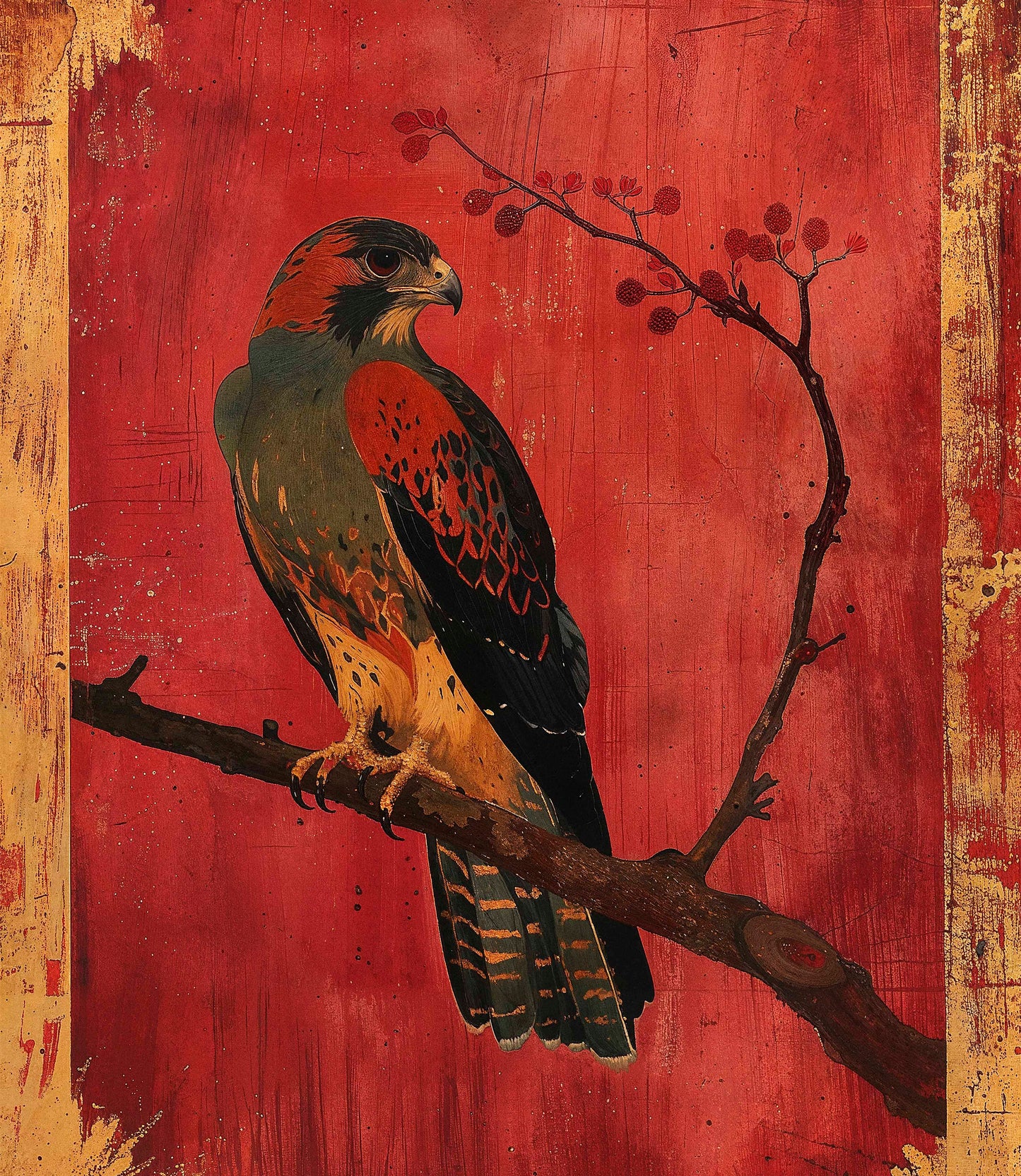 Crimson Majesty - Falcon of the Silk Road - Limited Edition Canvas