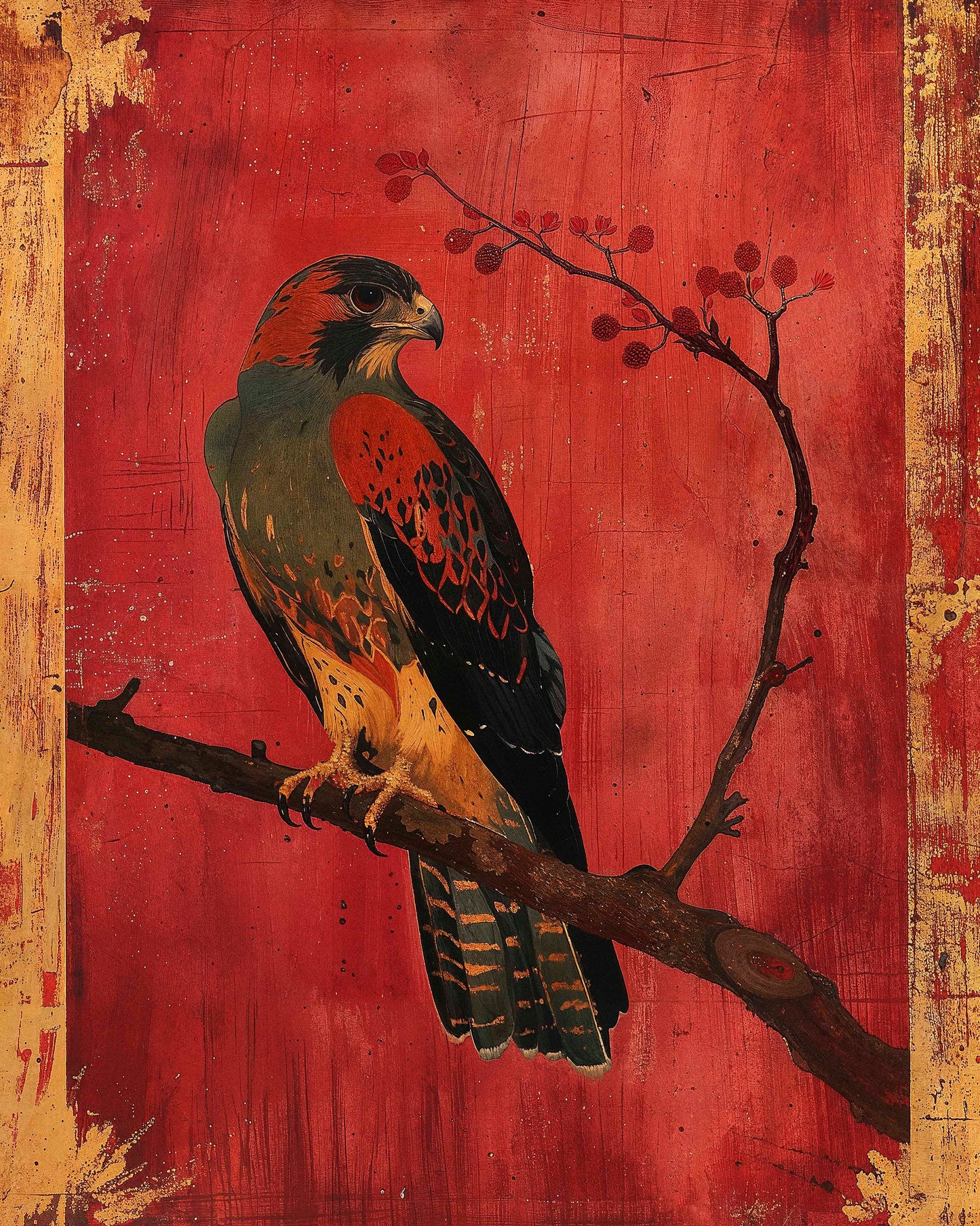 Crimson Majesty - Falcon of the Silk Road - Limited Edition Canvas