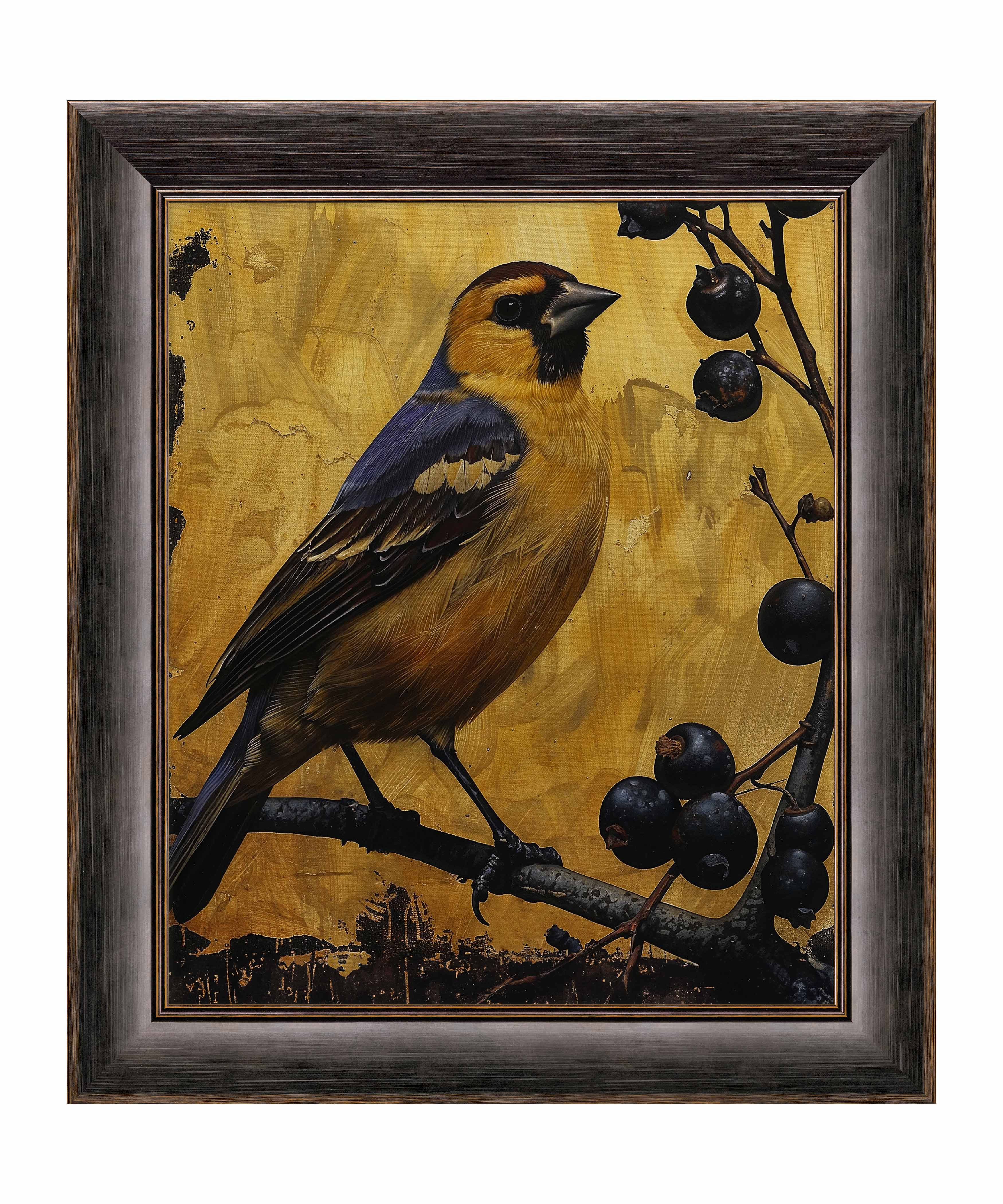 Gilded Harmony - Finch Among Berries - Limited Edition Canvas
