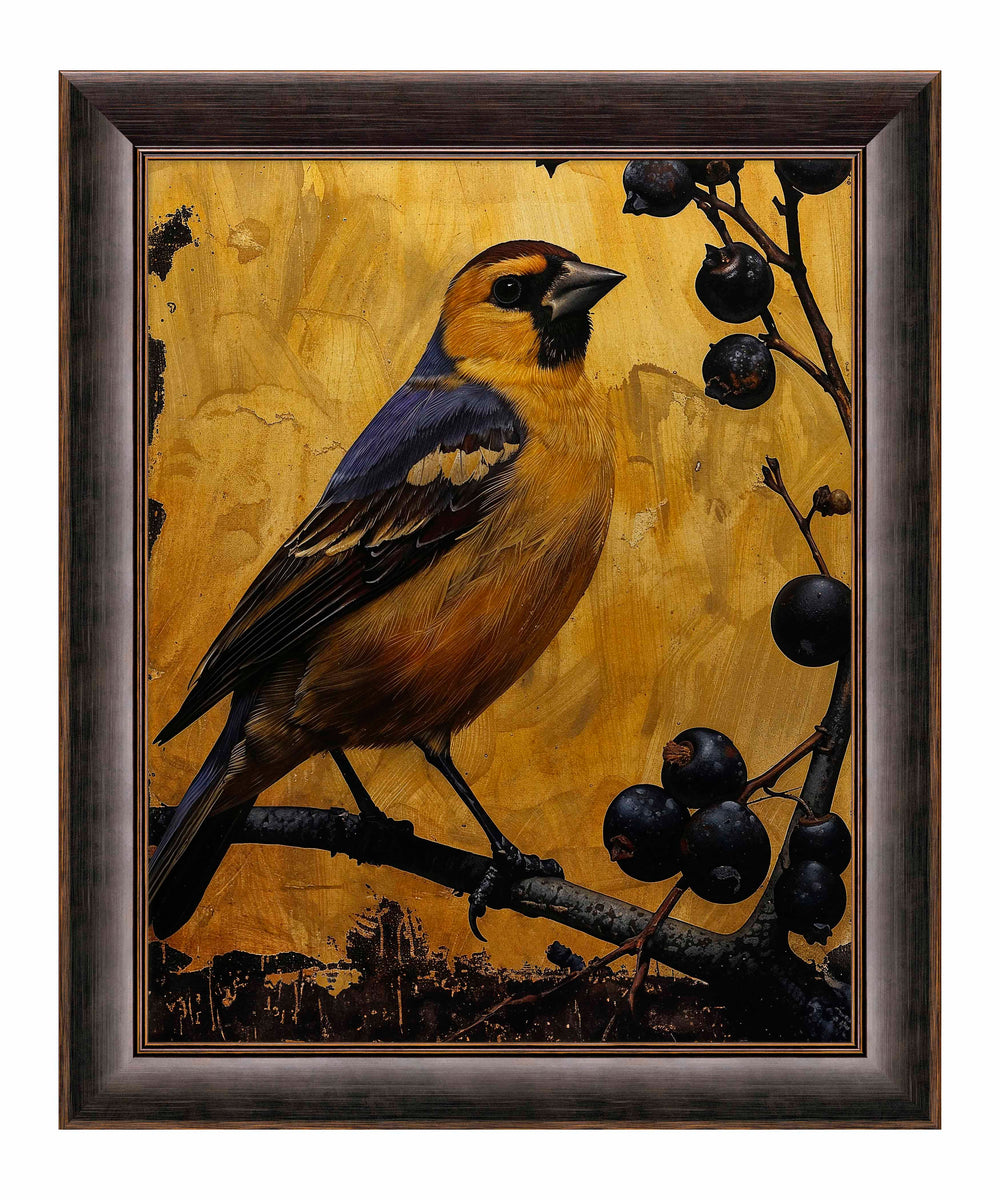 Gilded Harmony - Finch Among Berries - Limited Edition Canvas
