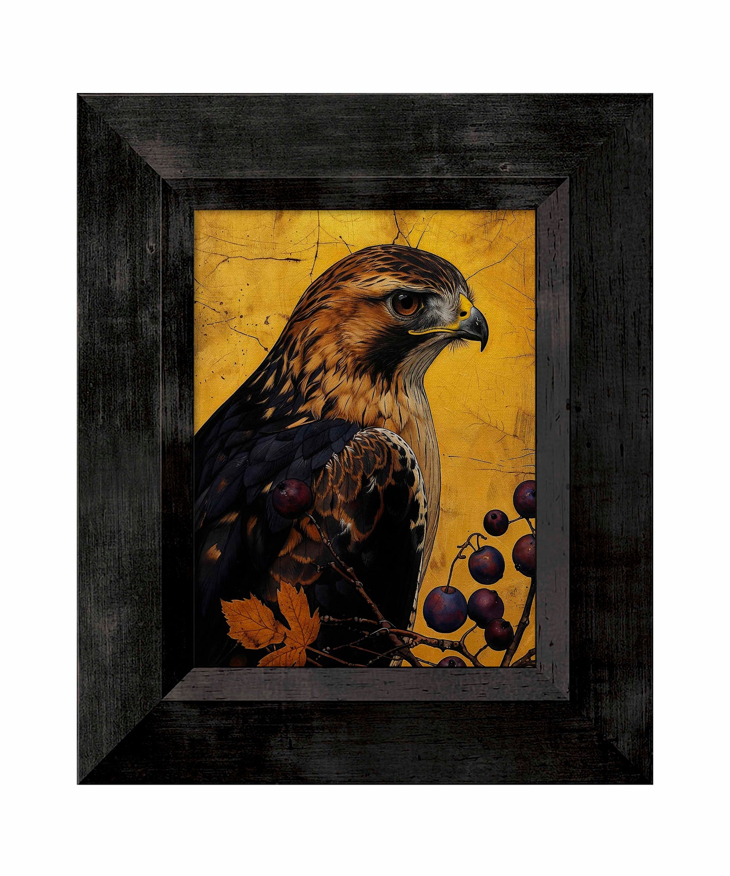 Golden Majesty - Hawk Among Berries - Limited Edition Canvas