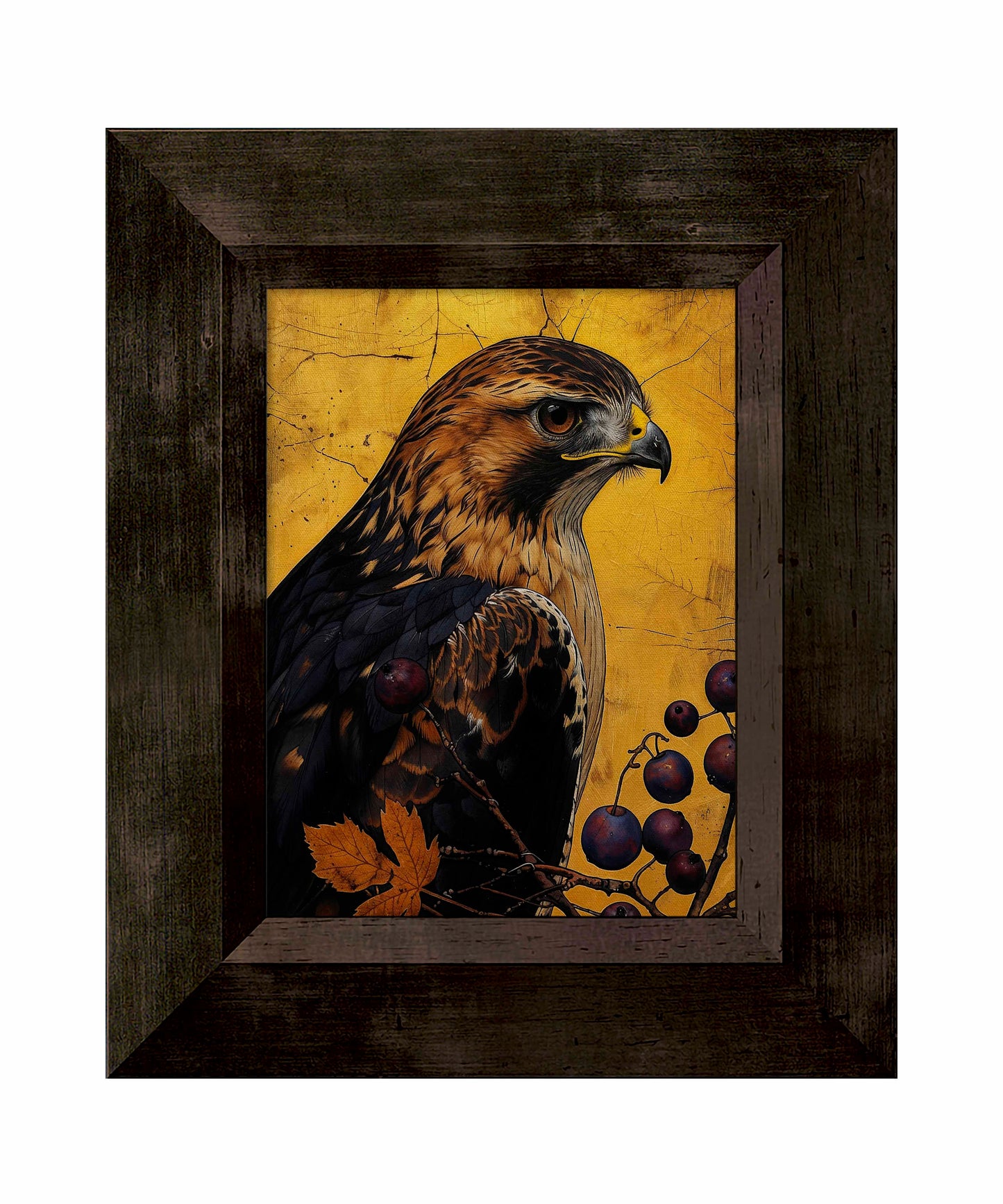 Golden Majesty - Hawk Among Berries - Limited Edition Canvas