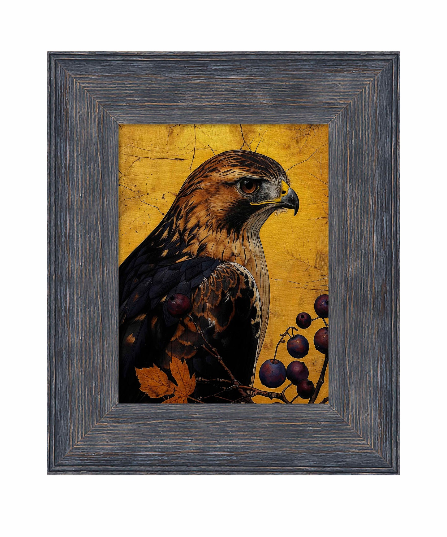 Golden Majesty - Hawk Among Berries - Limited Edition Canvas