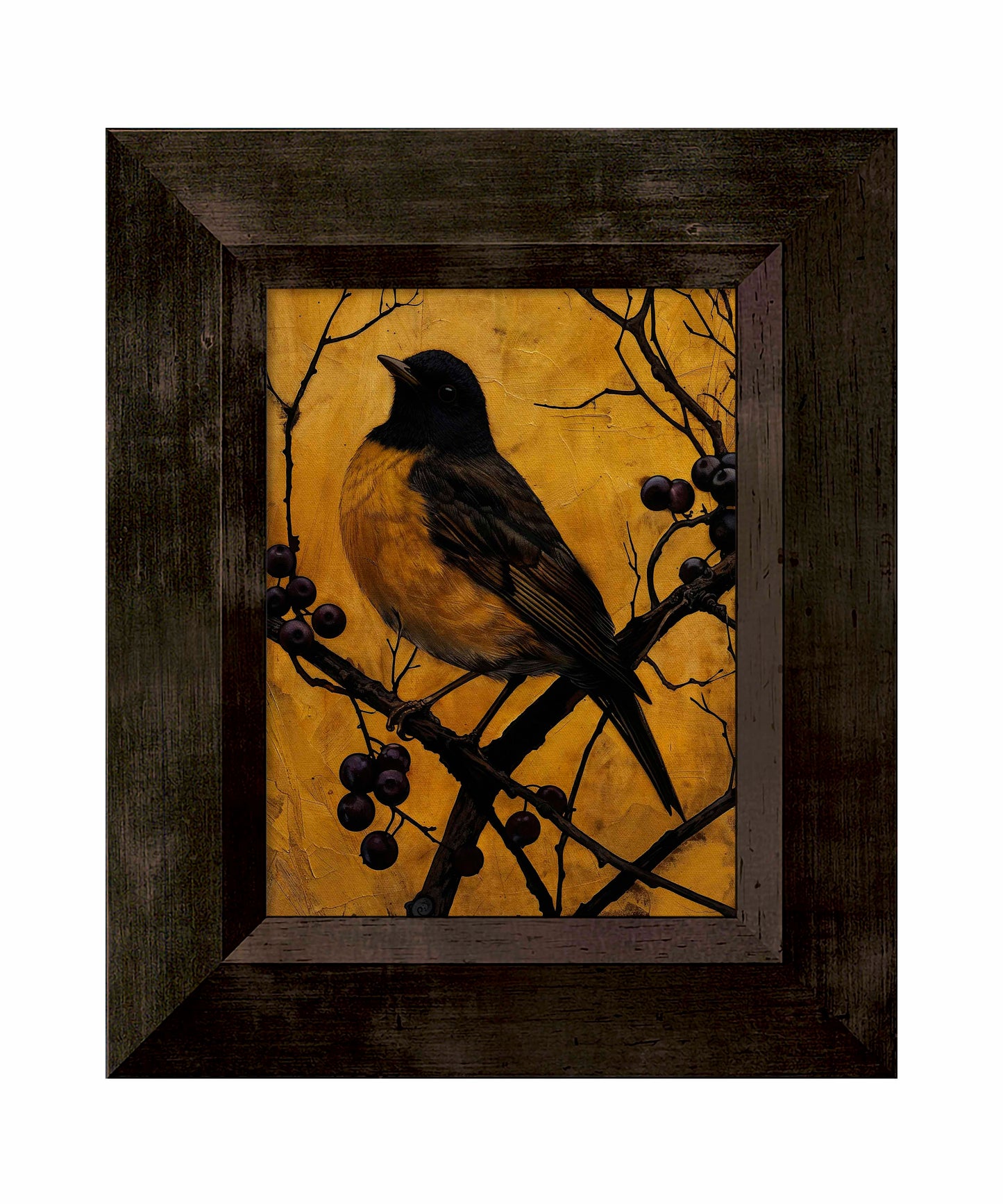 Golden Twilight - Warbler Among Berries - Limited Edition Canvas