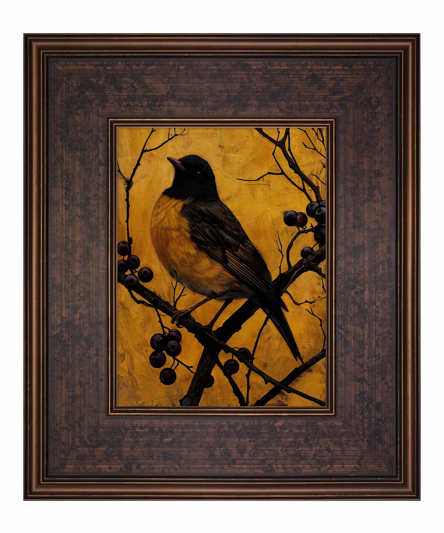 Golden Twilight - Warbler Among Berries - Limited Edition Canvas