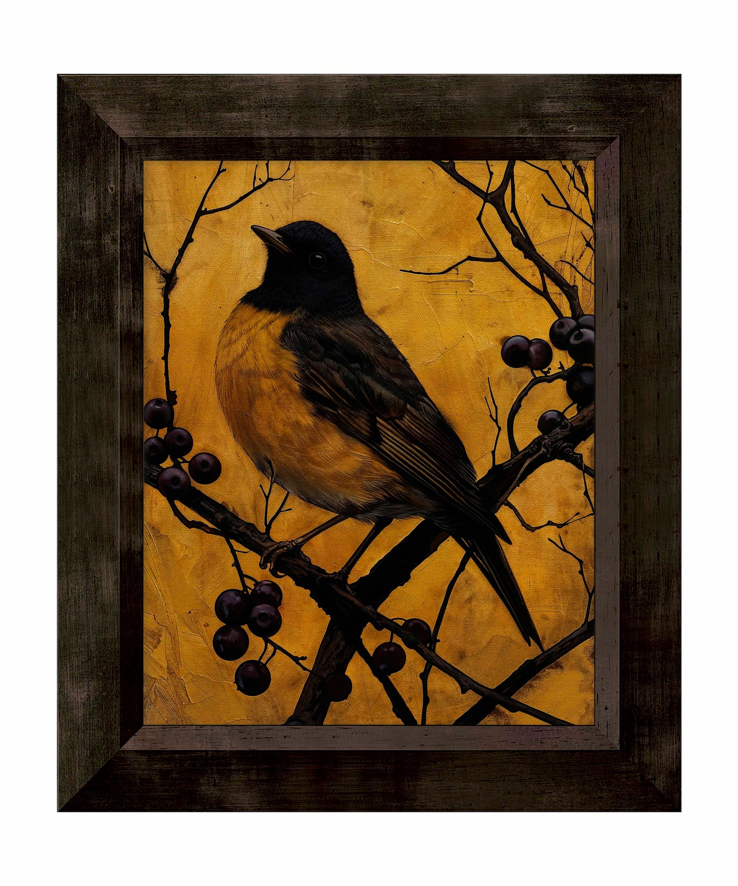 Golden Twilight - Warbler Among Berries - Limited Edition Canvas