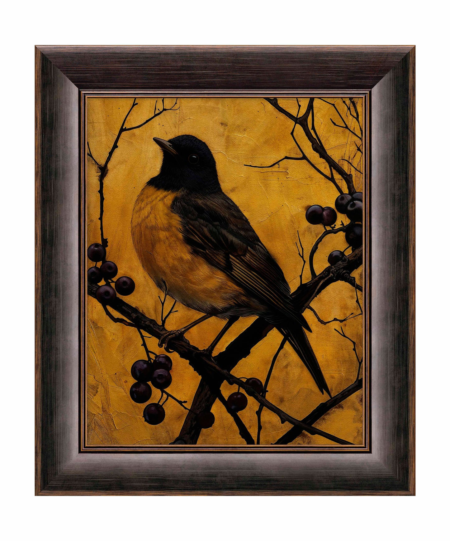 Golden Twilight - Warbler Among Berries - Limited Edition Canvas