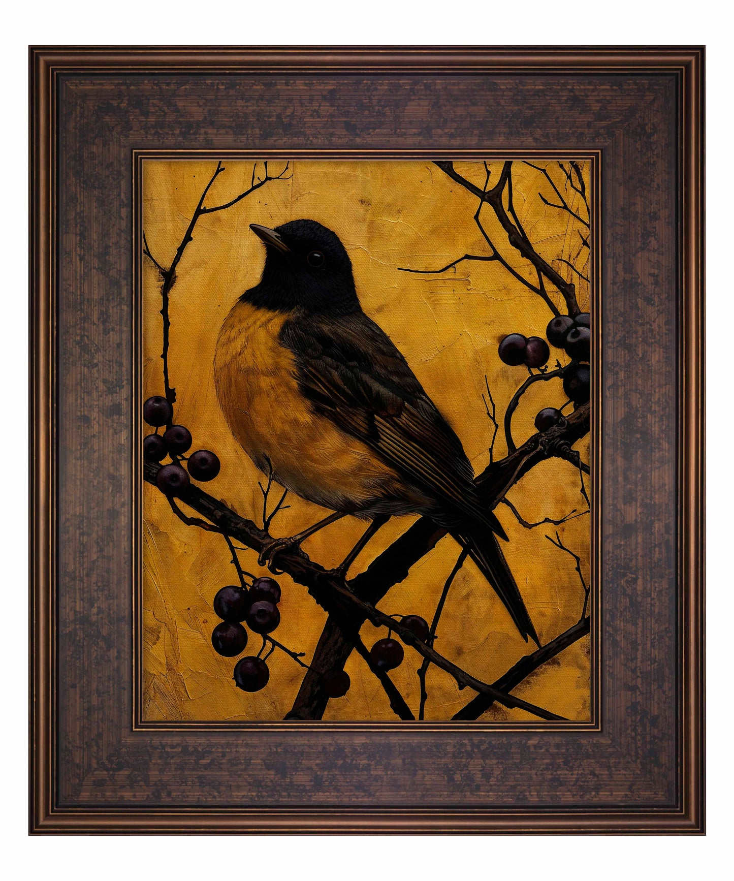 Golden Twilight - Warbler Among Berries - Limited Edition Canvas