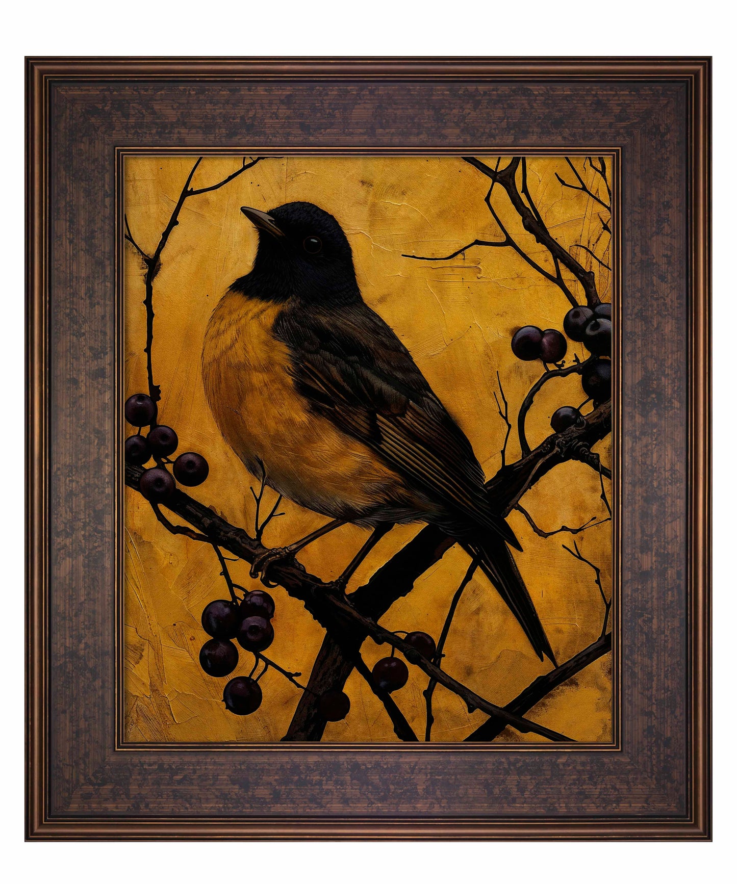 Golden Twilight - Warbler Among Berries - Limited Edition Canvas
