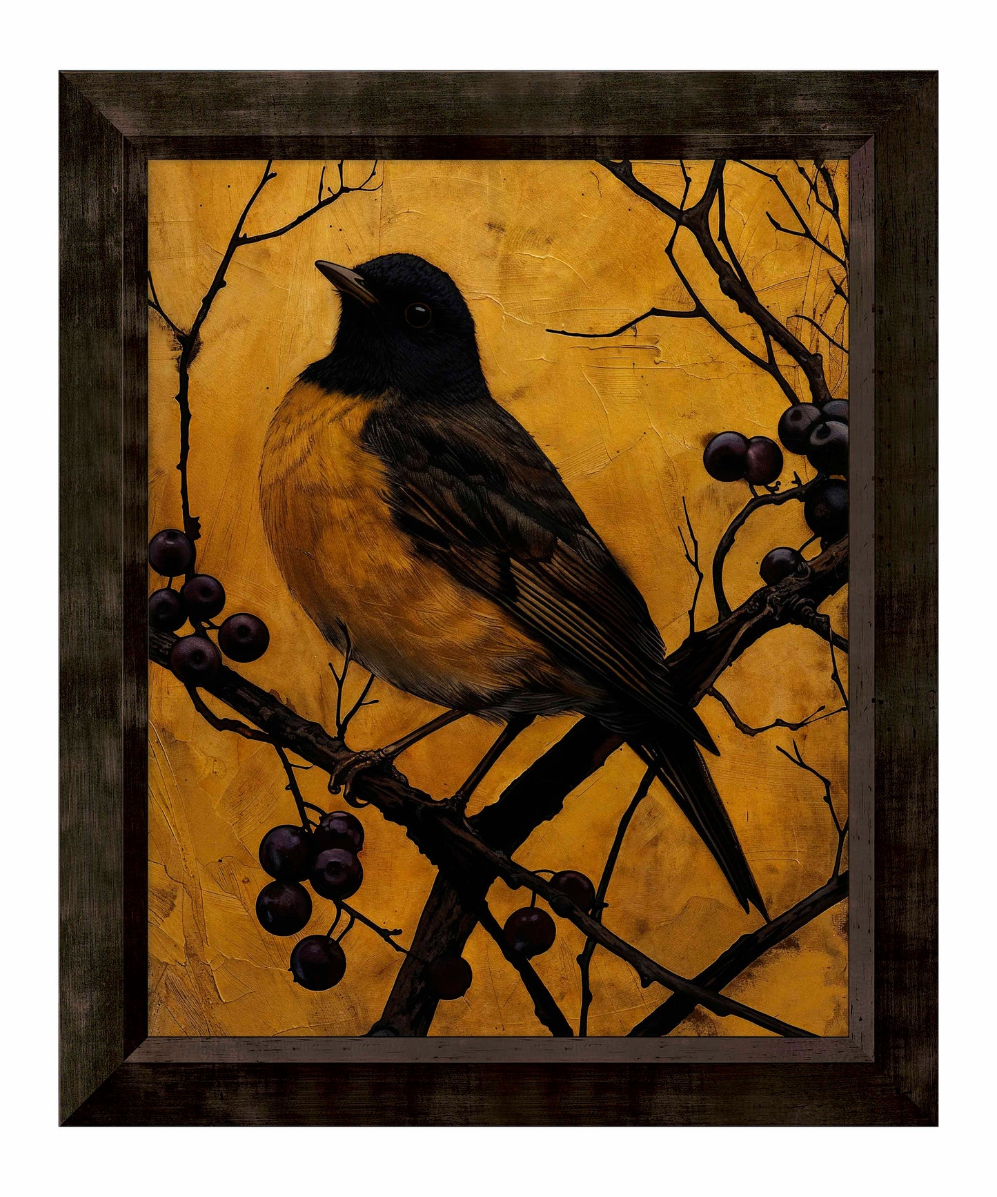 Golden Twilight - Warbler Among Berries - Limited Edition Canvas