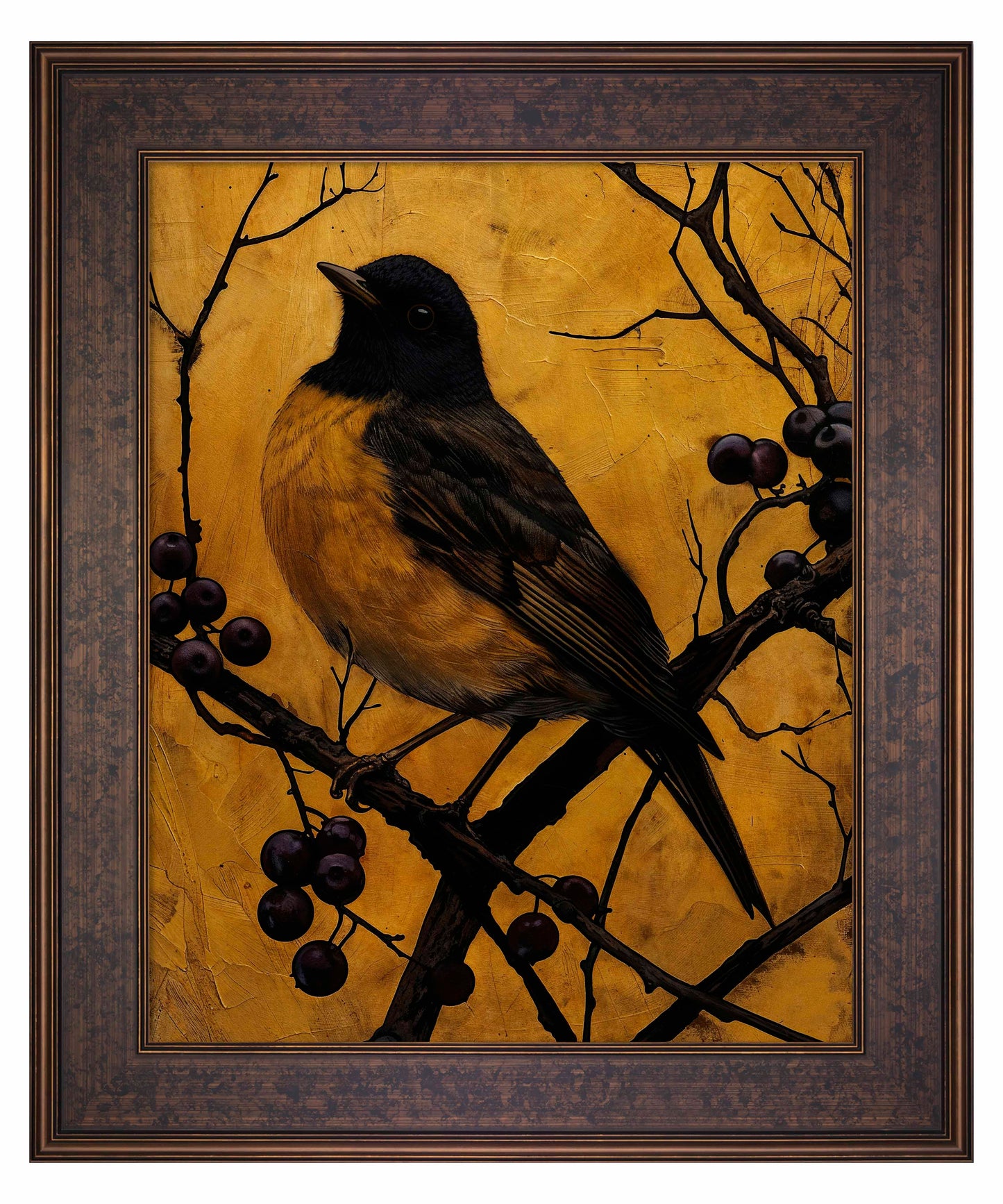 Golden Twilight - Warbler Among Berries - Limited Edition Canvas