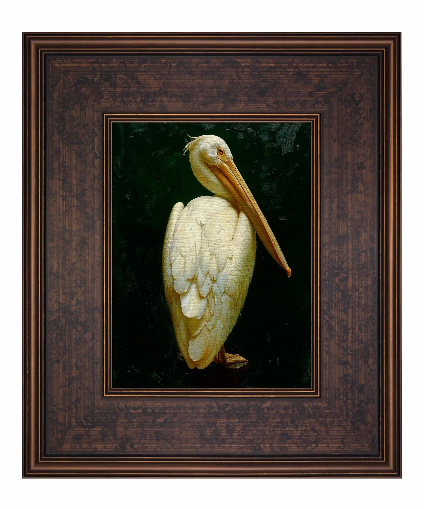 Regal Poise - Pelican in Ivory Elegance - Limited Edition Canvas