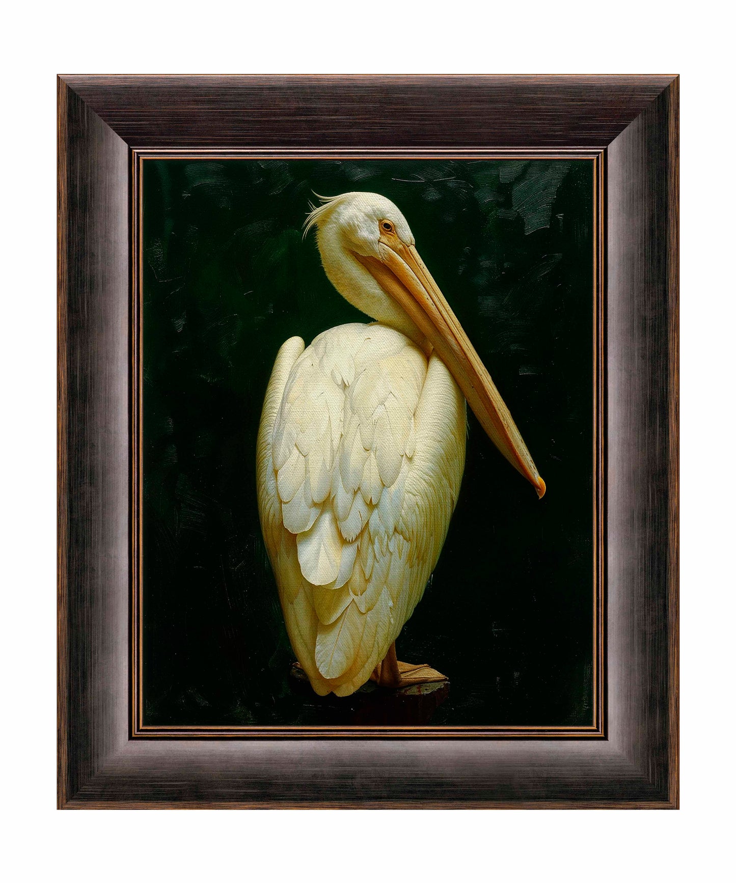 Regal Poise - Pelican in Ivory Elegance - Limited Edition Canvas