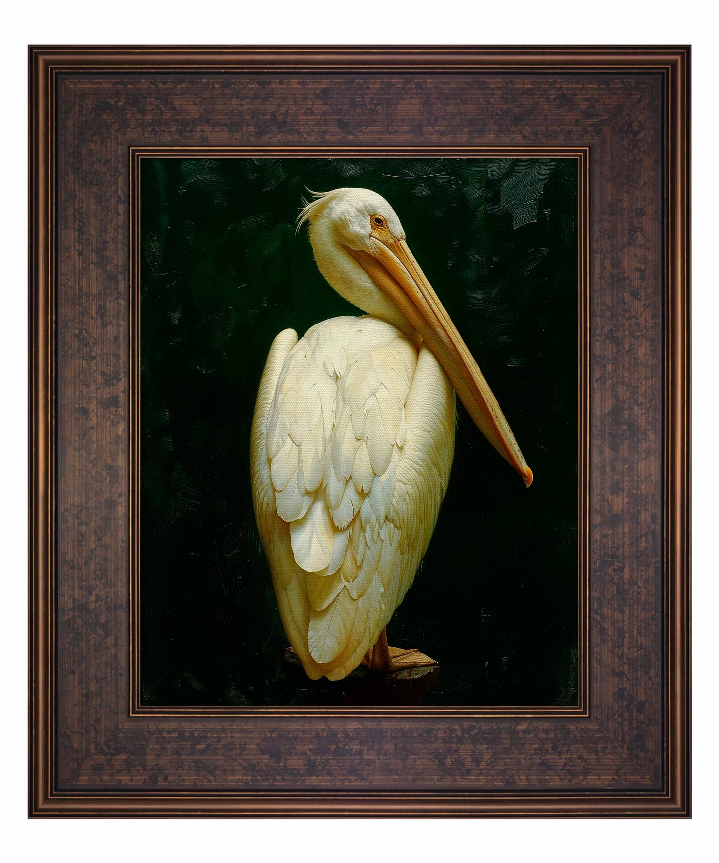 Regal Poise - Pelican in Ivory Elegance - Limited Edition Canvas