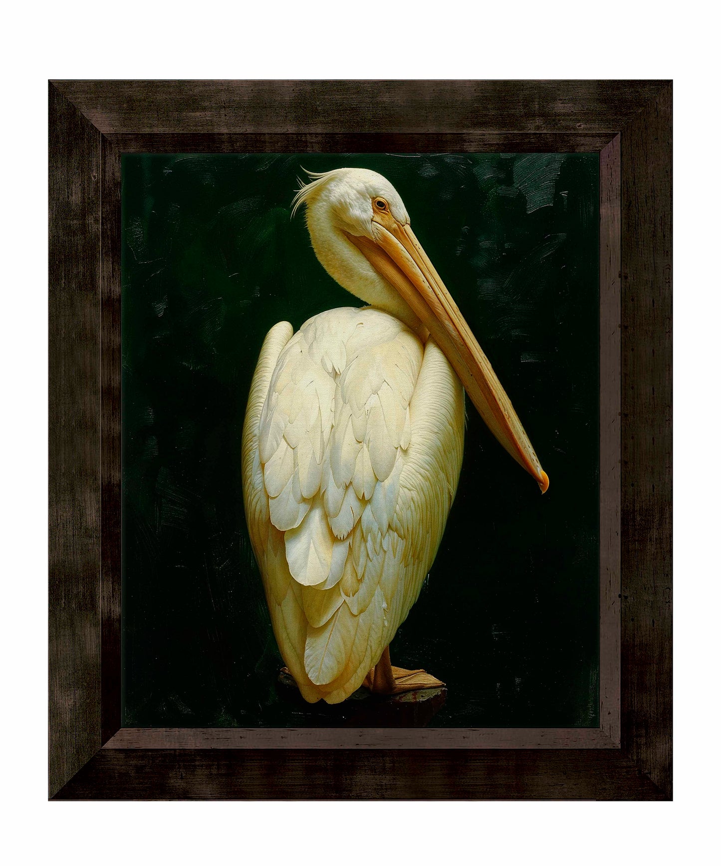 Regal Poise - Pelican in Ivory Elegance - Limited Edition Canvas