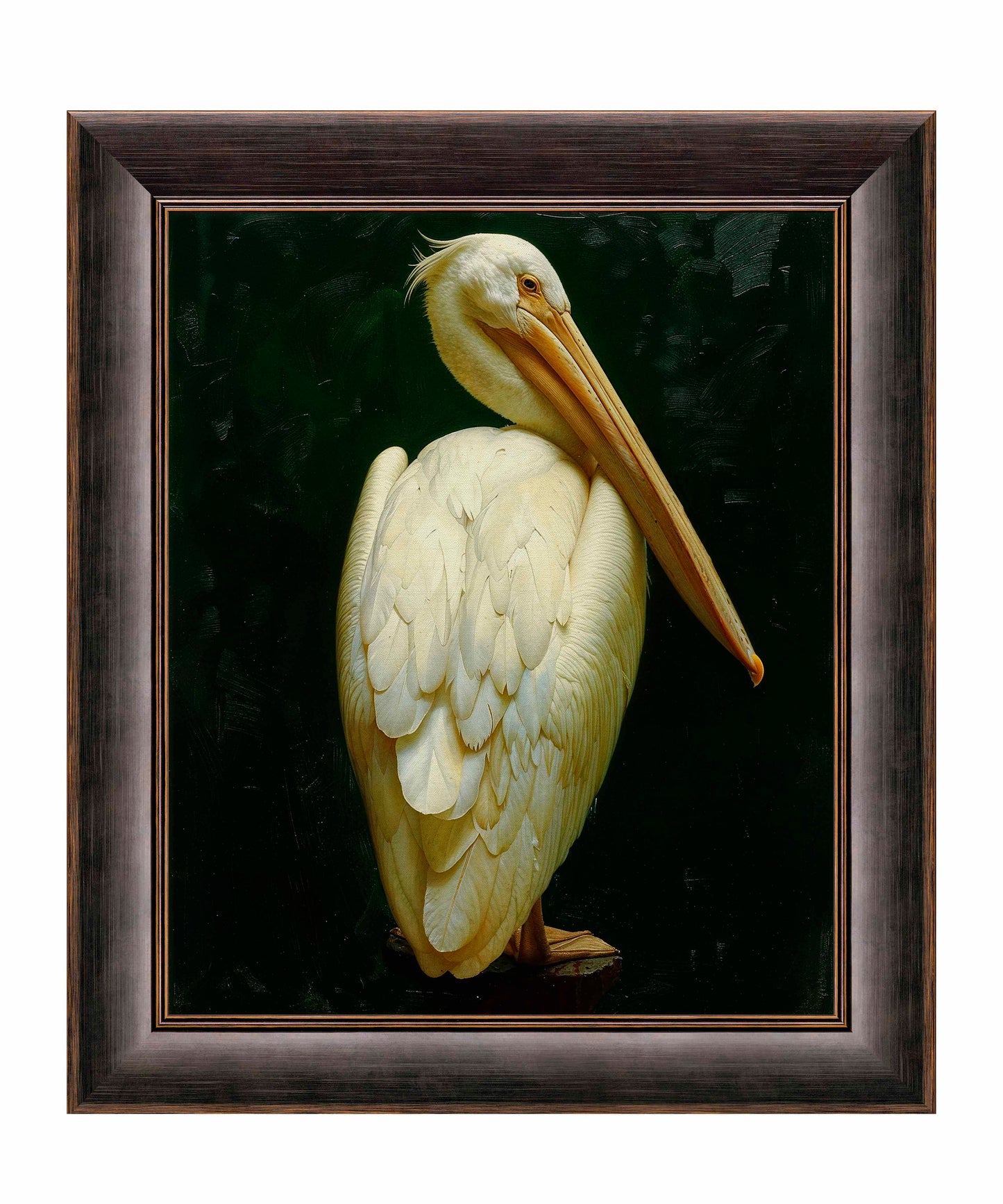 Regal Poise - Pelican in Ivory Elegance - Limited Edition Canvas