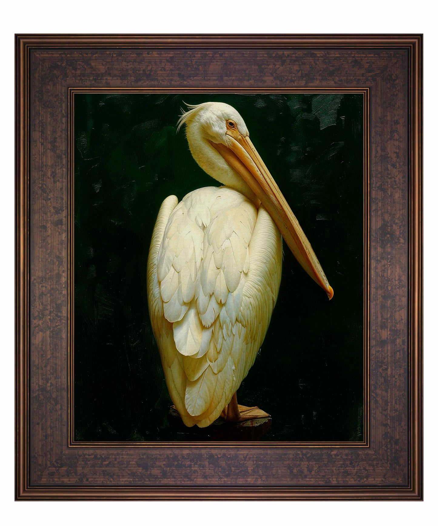 Regal Poise - Pelican in Ivory Elegance - Limited Edition Canvas