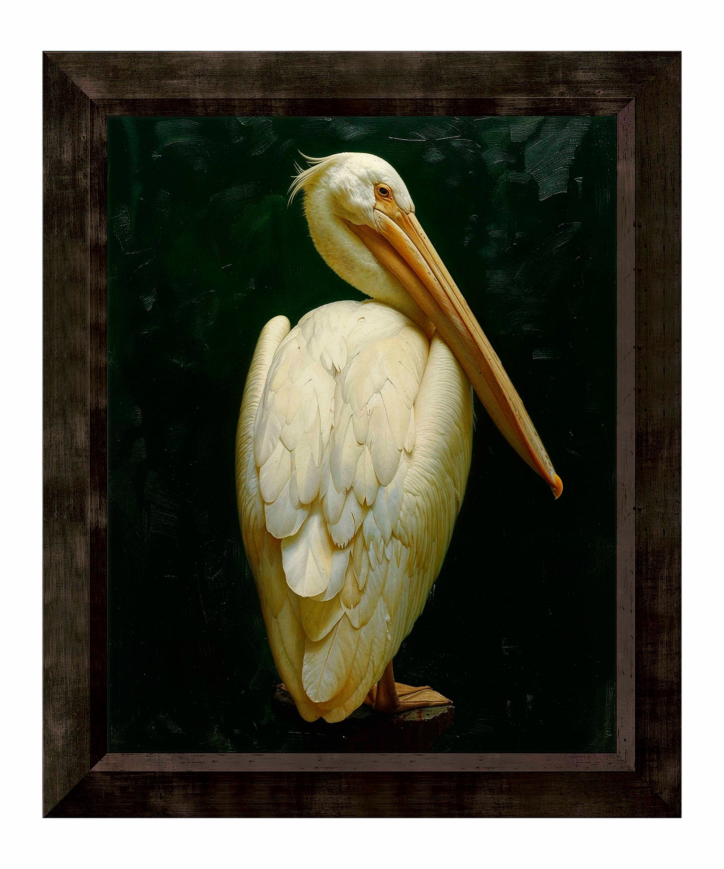 Regal Poise - Pelican in Ivory Elegance - Limited Edition Canvas