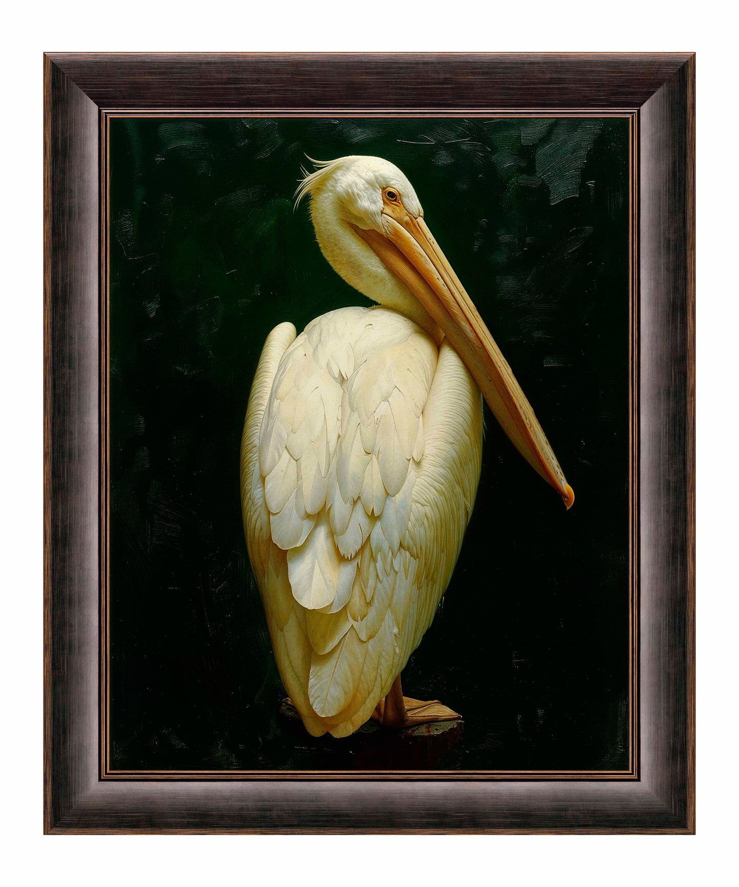 Regal Poise - Pelican in Ivory Elegance - Limited Edition Canvas