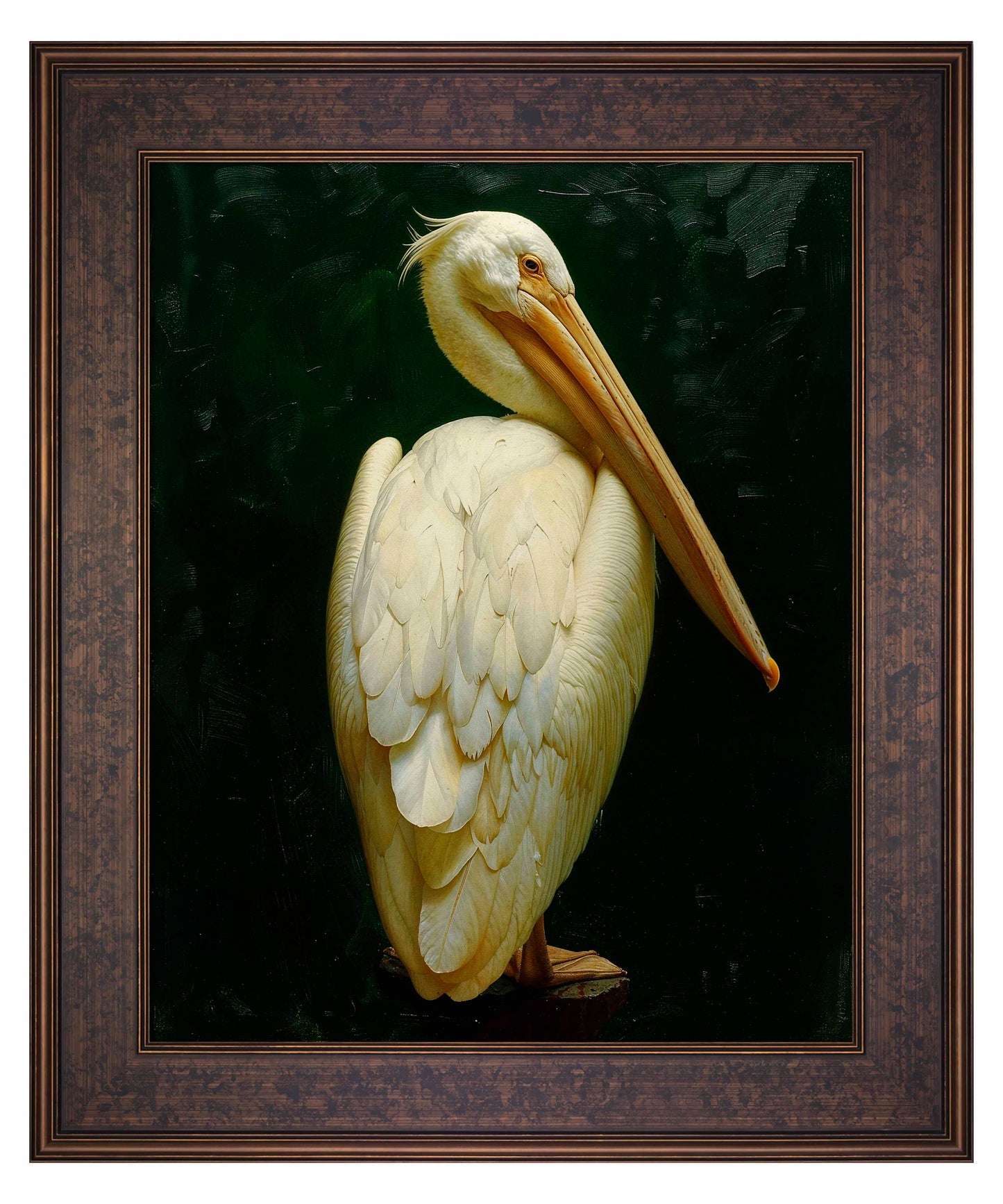 Regal Poise - Pelican in Ivory Elegance - Limited Edition Canvas