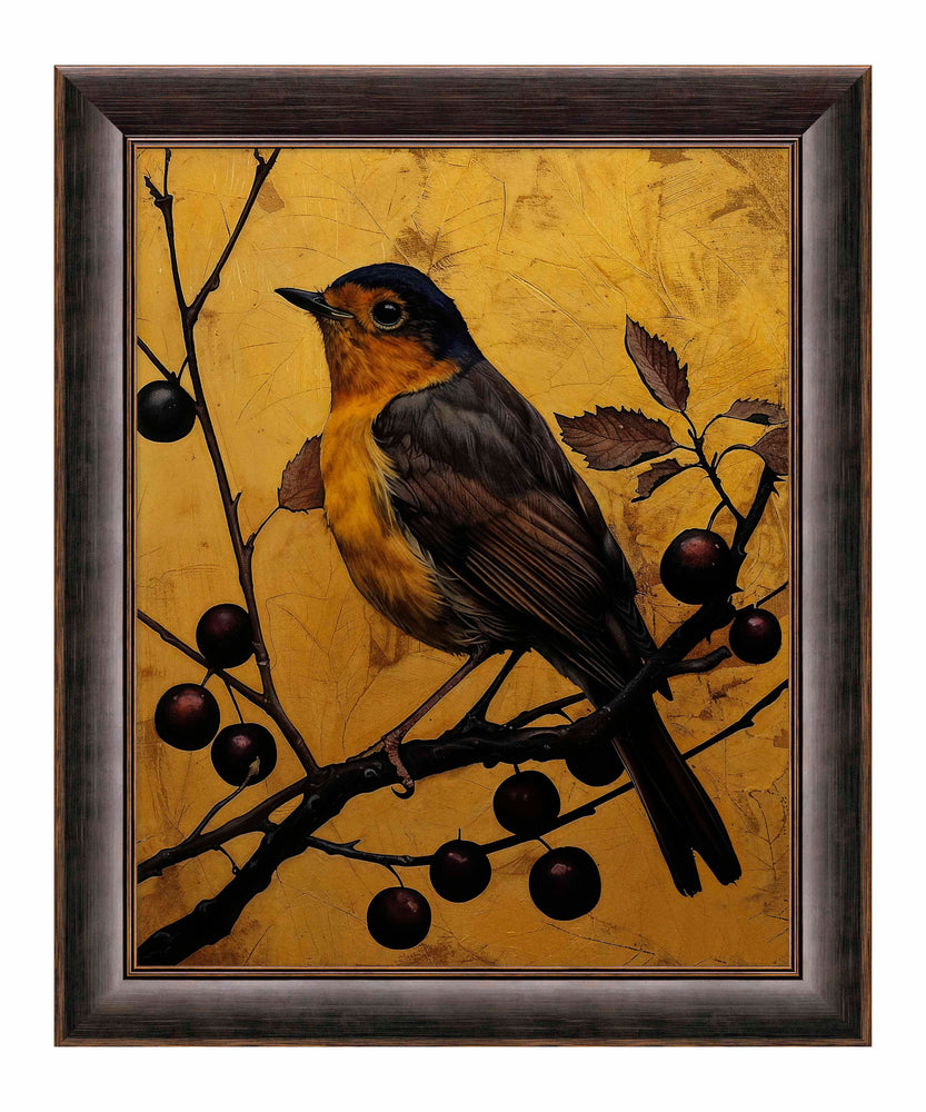 Autumn's Elegance - Robin Among Berries - Limited Edition Canvas