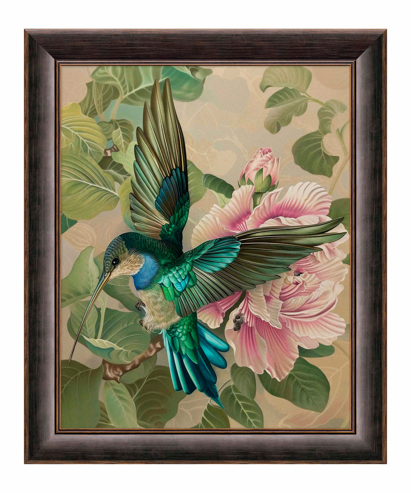 Emerald Flight - Hummingbird Among Hibiscus - Limited Edition Canvas