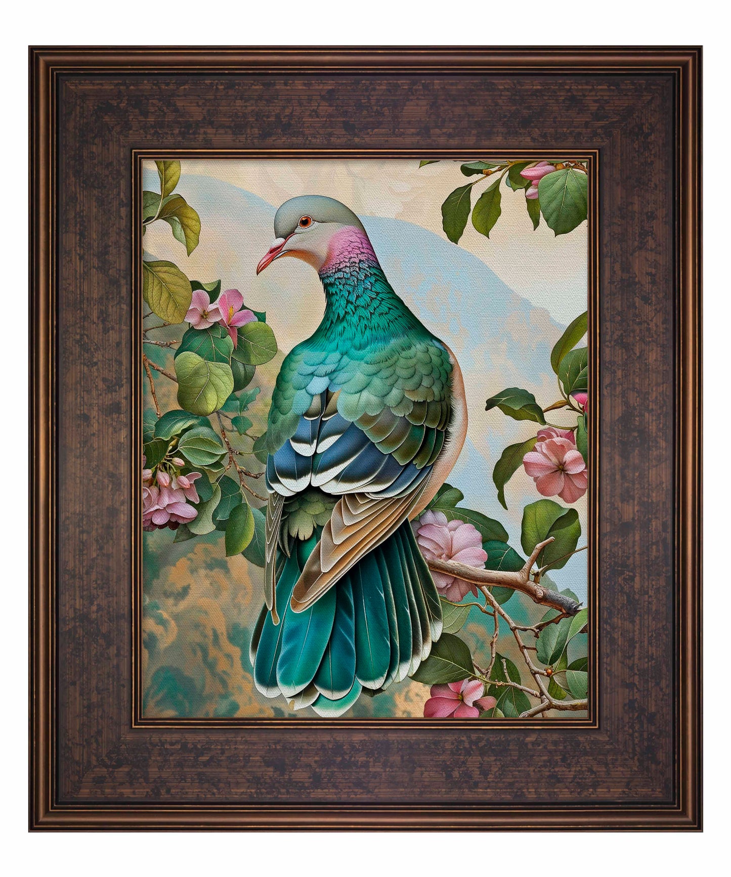 Verdant Splendor - Dove Amidst Blossoms - Limited Edition Canvas