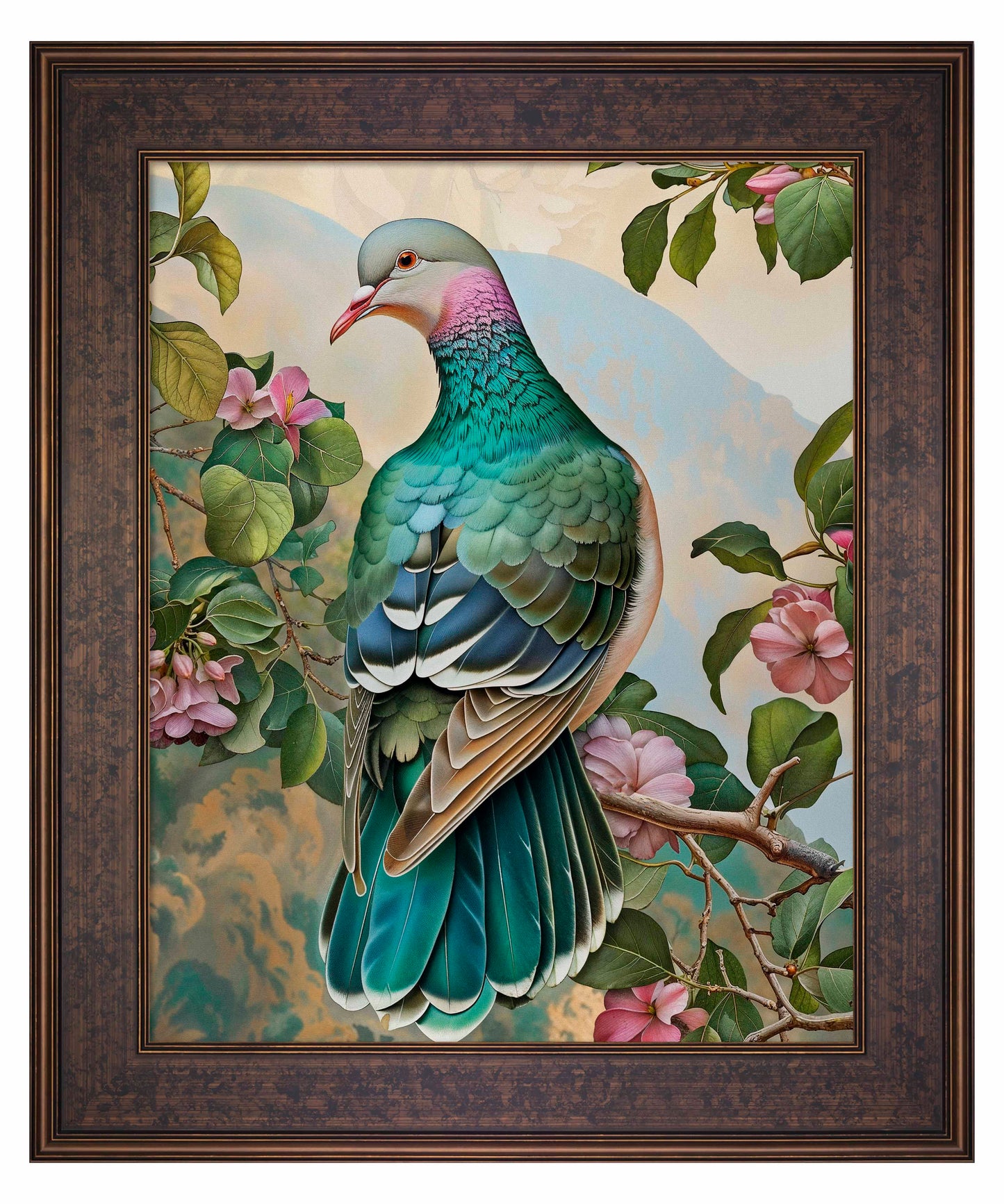 Verdant Splendor - Dove Amidst Blossoms - Limited Edition Canvas