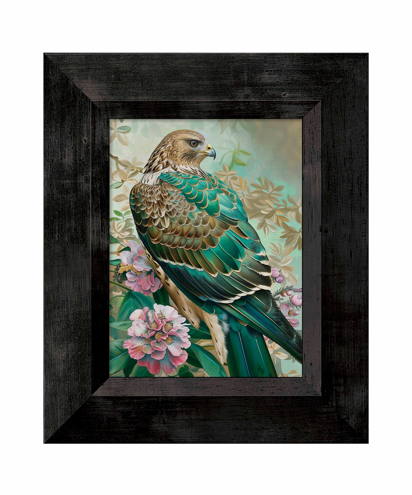 Emerald Majesty - Hawk Amidst Blossoms - Limited Edition Canvas