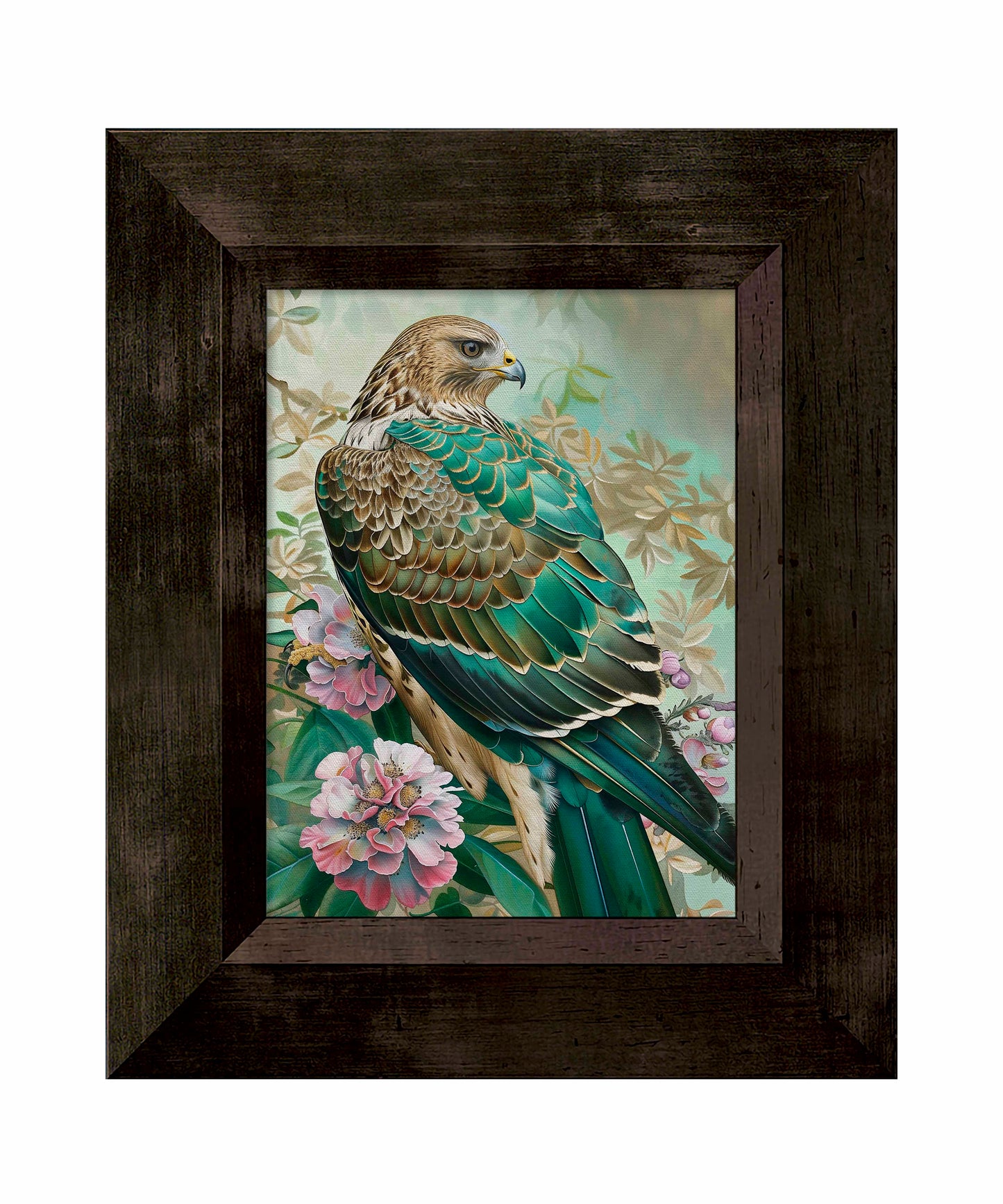 Emerald Majesty - Hawk Amidst Blossoms - Limited Edition Canvas