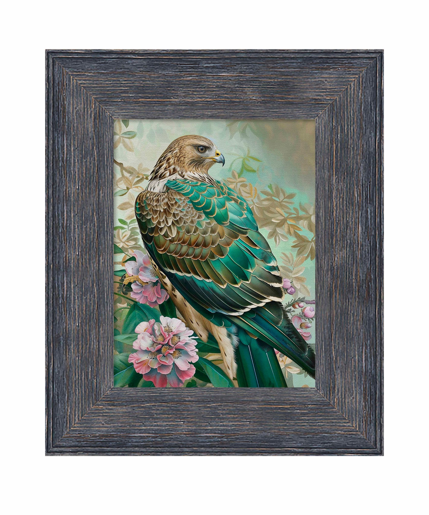Emerald Majesty - Hawk Amidst Blossoms - Limited Edition Canvas