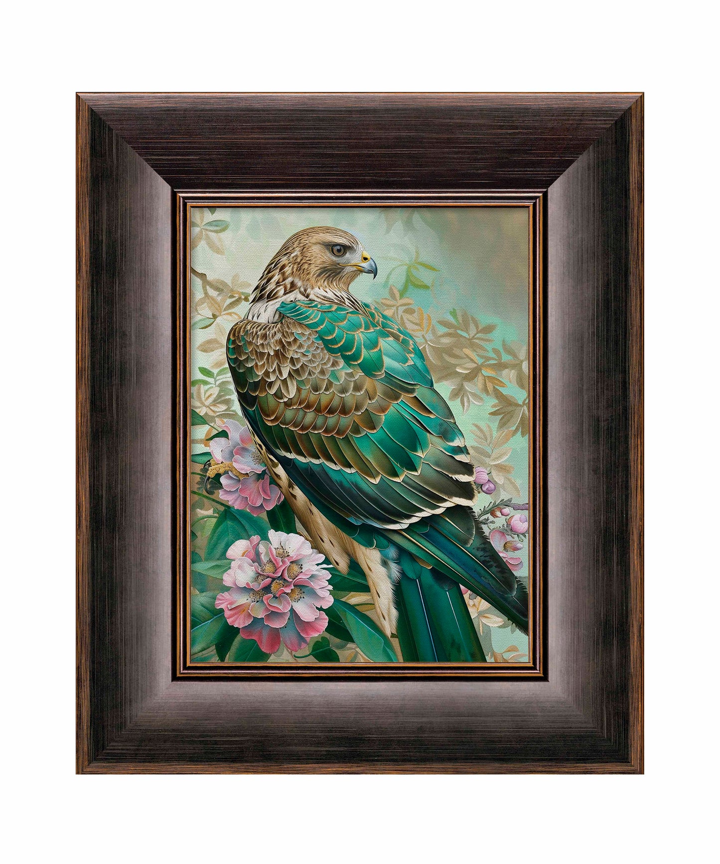 Emerald Majesty - Hawk Amidst Blossoms - Limited Edition Canvas