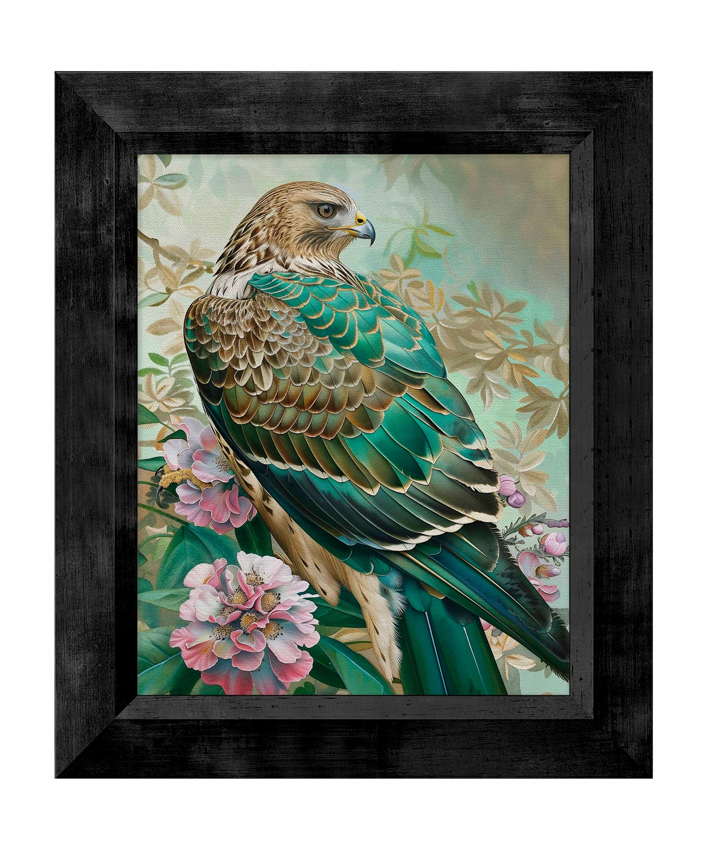 Emerald Majesty - Hawk Amidst Blossoms - Limited Edition Canvas