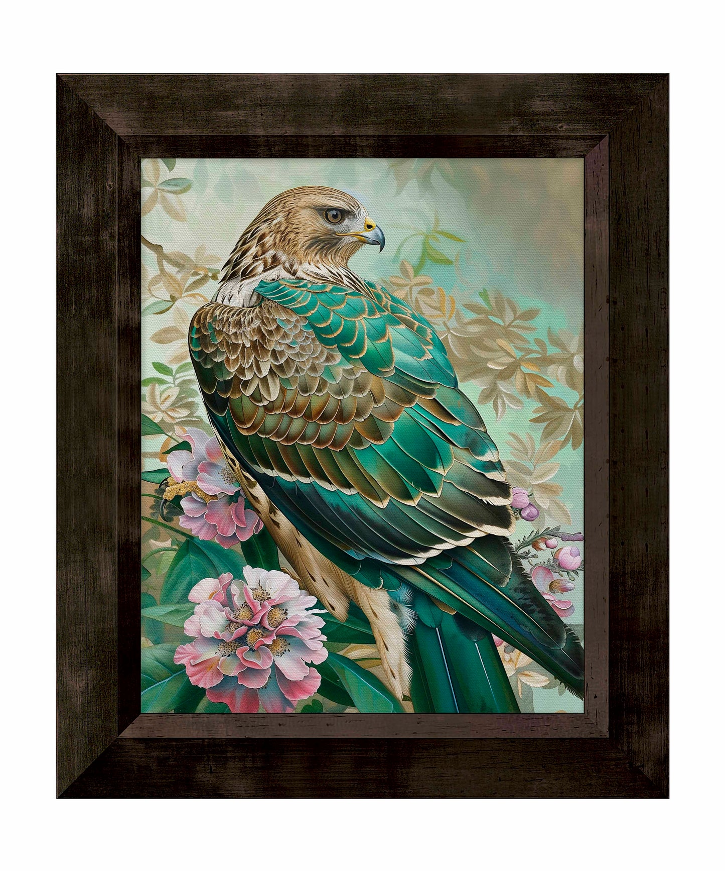 Emerald Majesty - Hawk Amidst Blossoms - Limited Edition Canvas