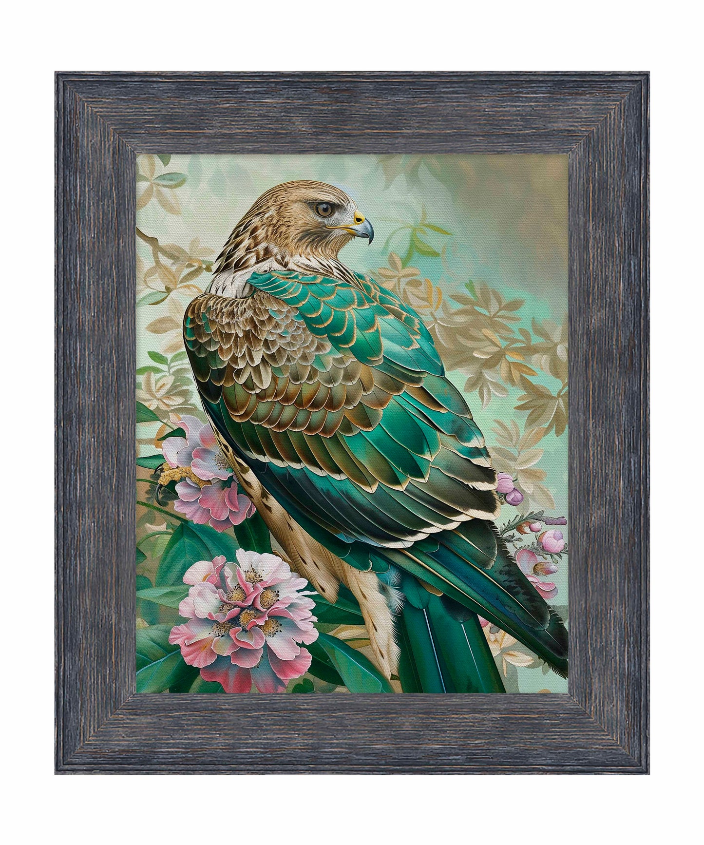 Emerald Majesty - Hawk Amidst Blossoms - Limited Edition Canvas