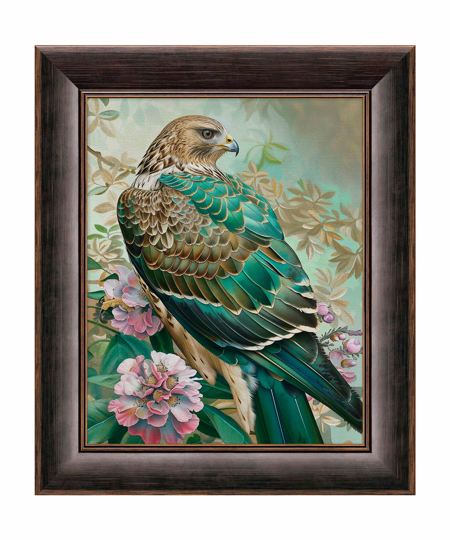 Emerald Majesty - Hawk Amidst Blossoms - Limited Edition Canvas