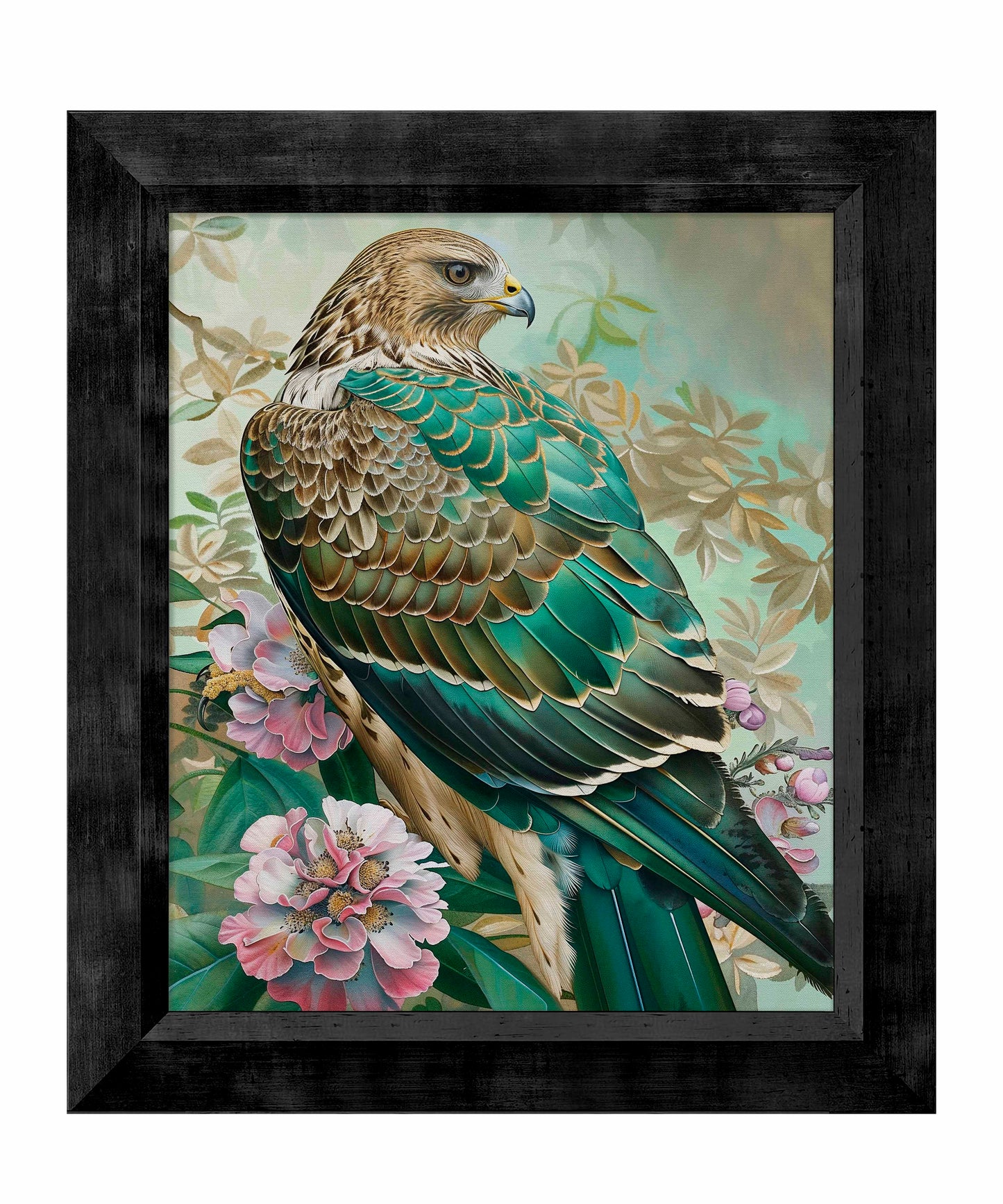 Emerald Majesty - Hawk Amidst Blossoms - Limited Edition Canvas