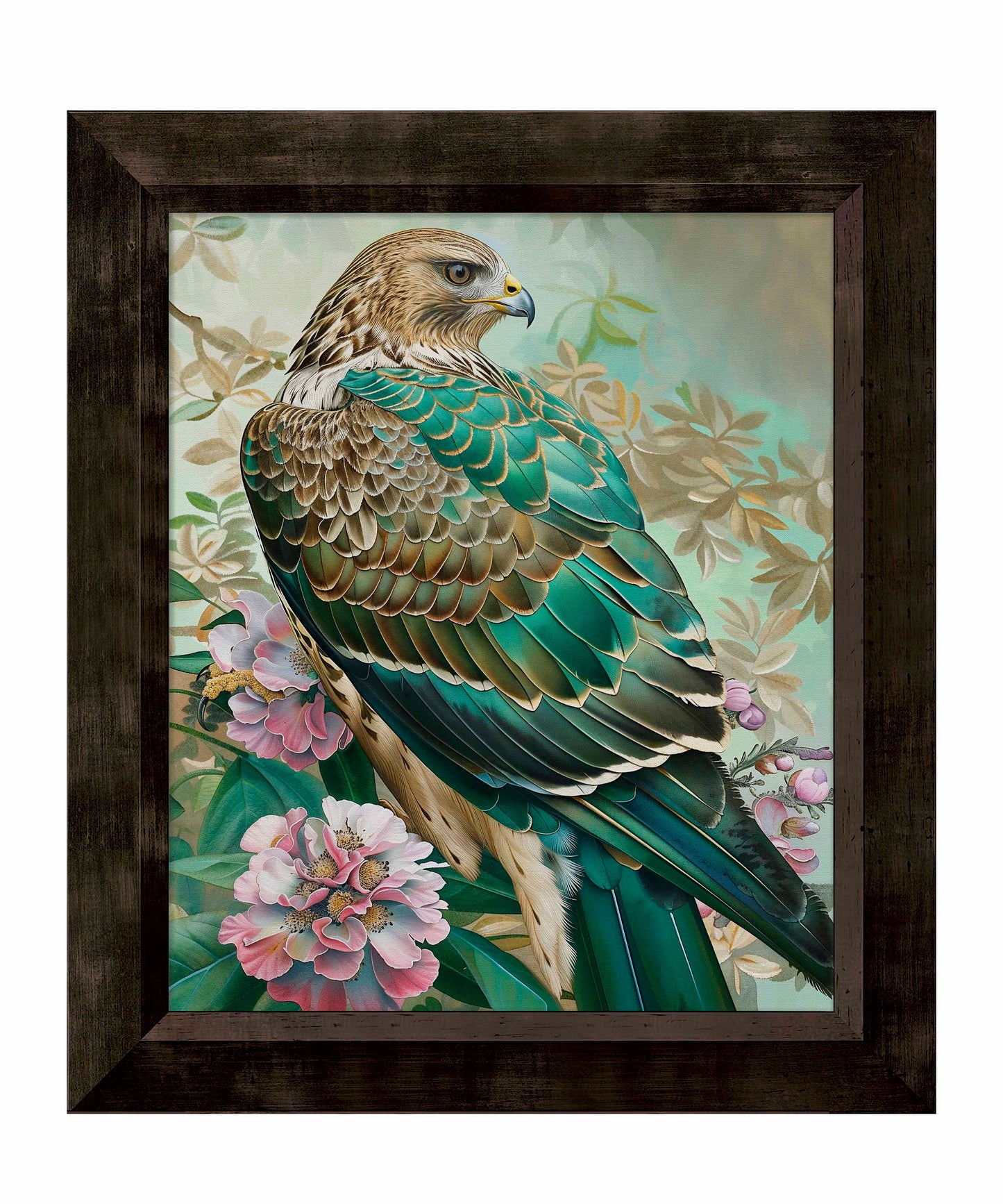 Emerald Majesty - Hawk Amidst Blossoms - Limited Edition Canvas