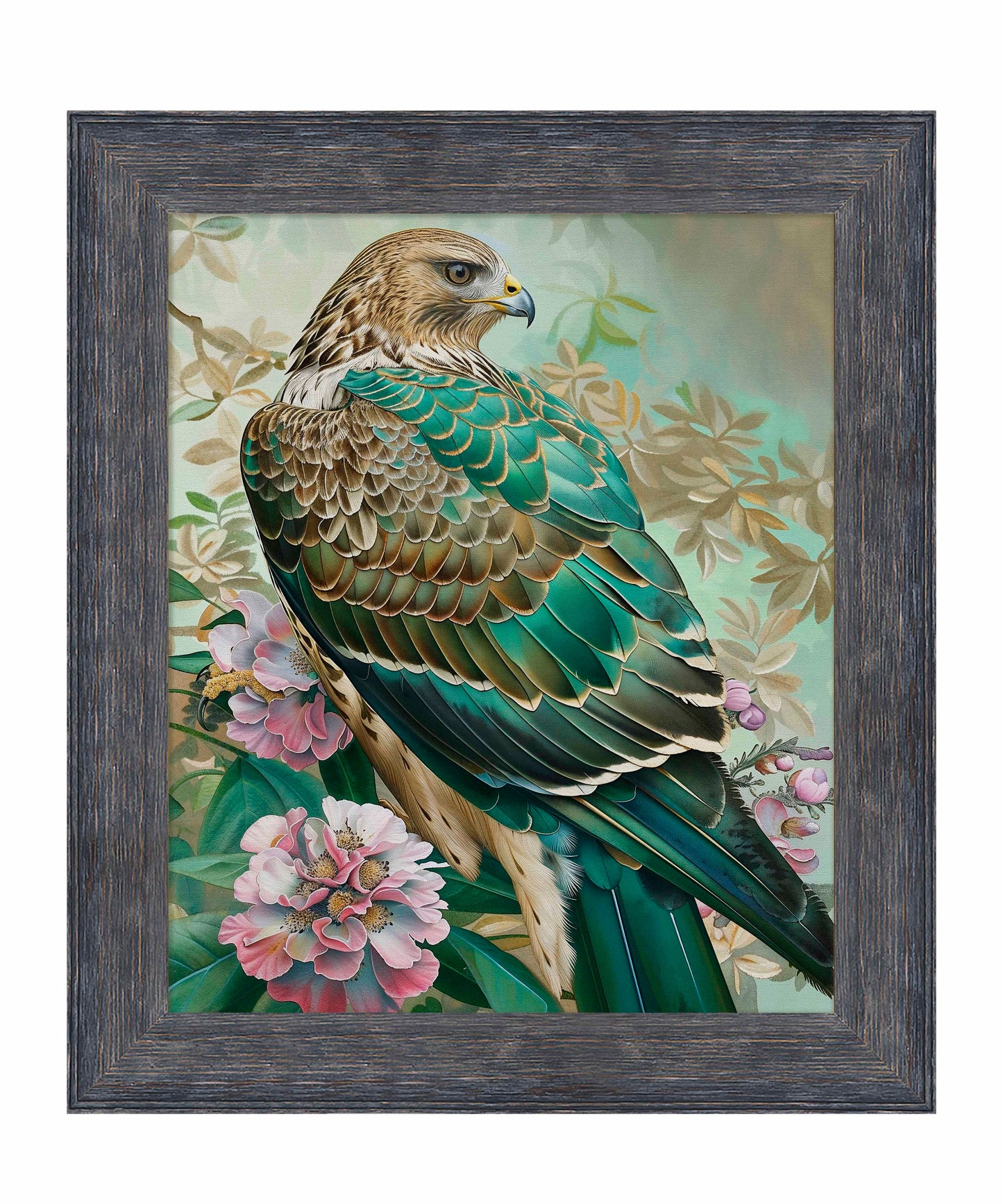 Emerald Majesty - Hawk Amidst Blossoms - Limited Edition Canvas