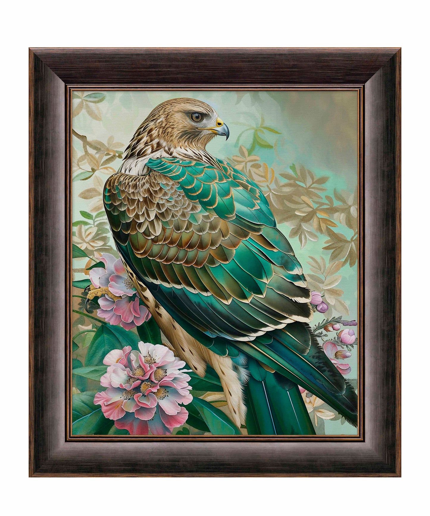 Emerald Majesty - Hawk Amidst Blossoms - Limited Edition Canvas