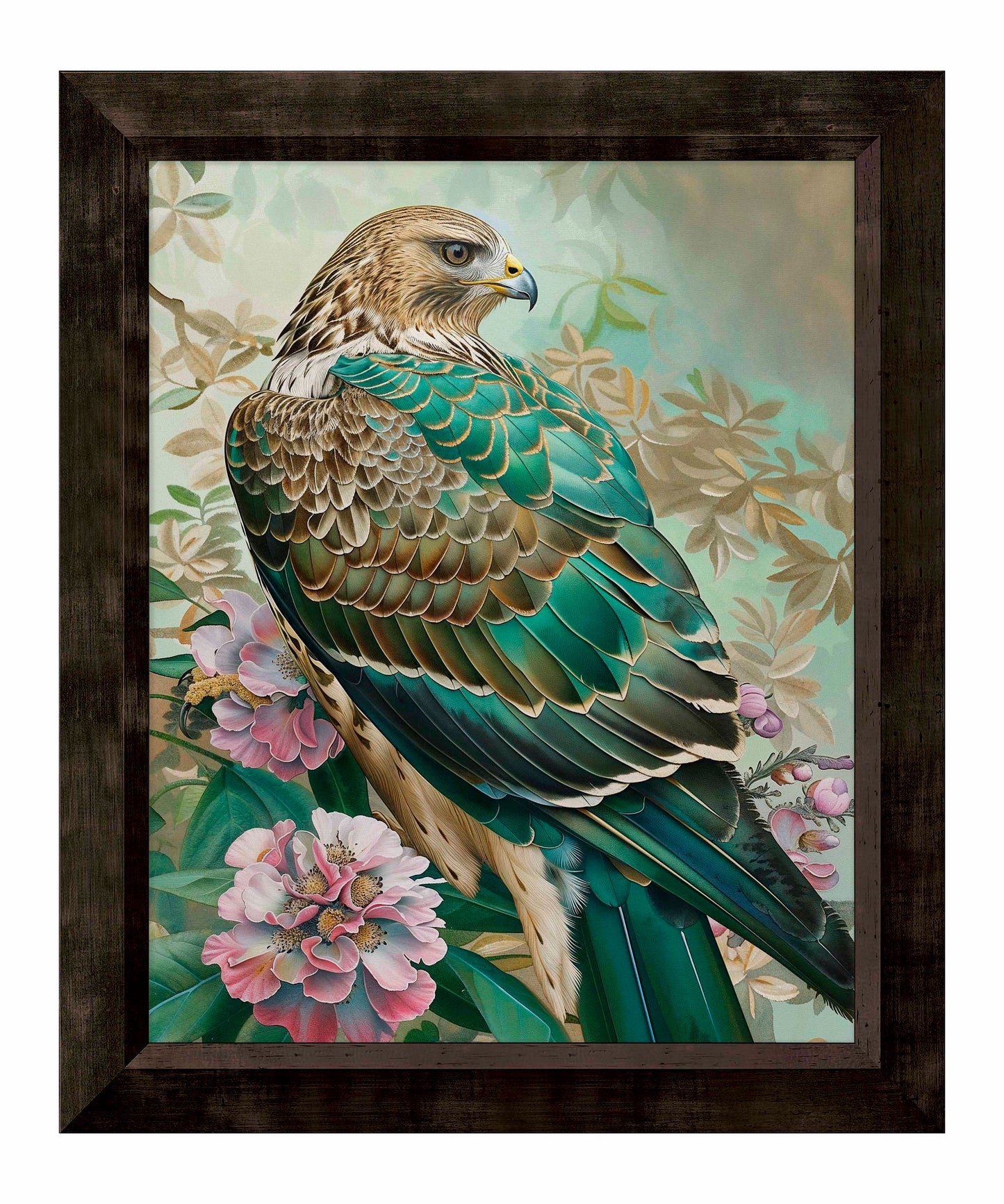 Emerald Majesty - Hawk Amidst Blossoms - Limited Edition Canvas
