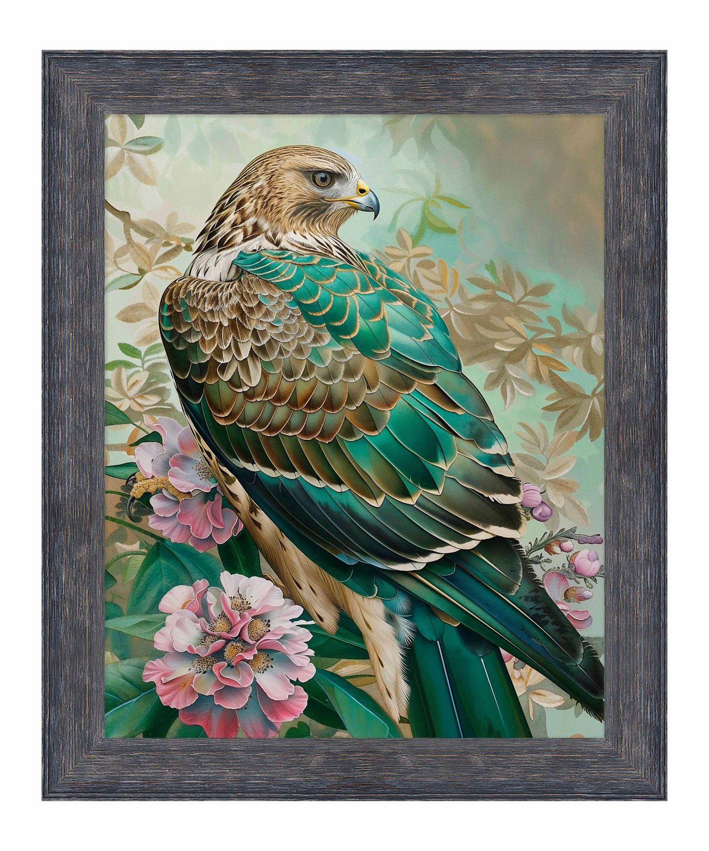 Emerald Majesty - Hawk Amidst Blossoms - Limited Edition Canvas