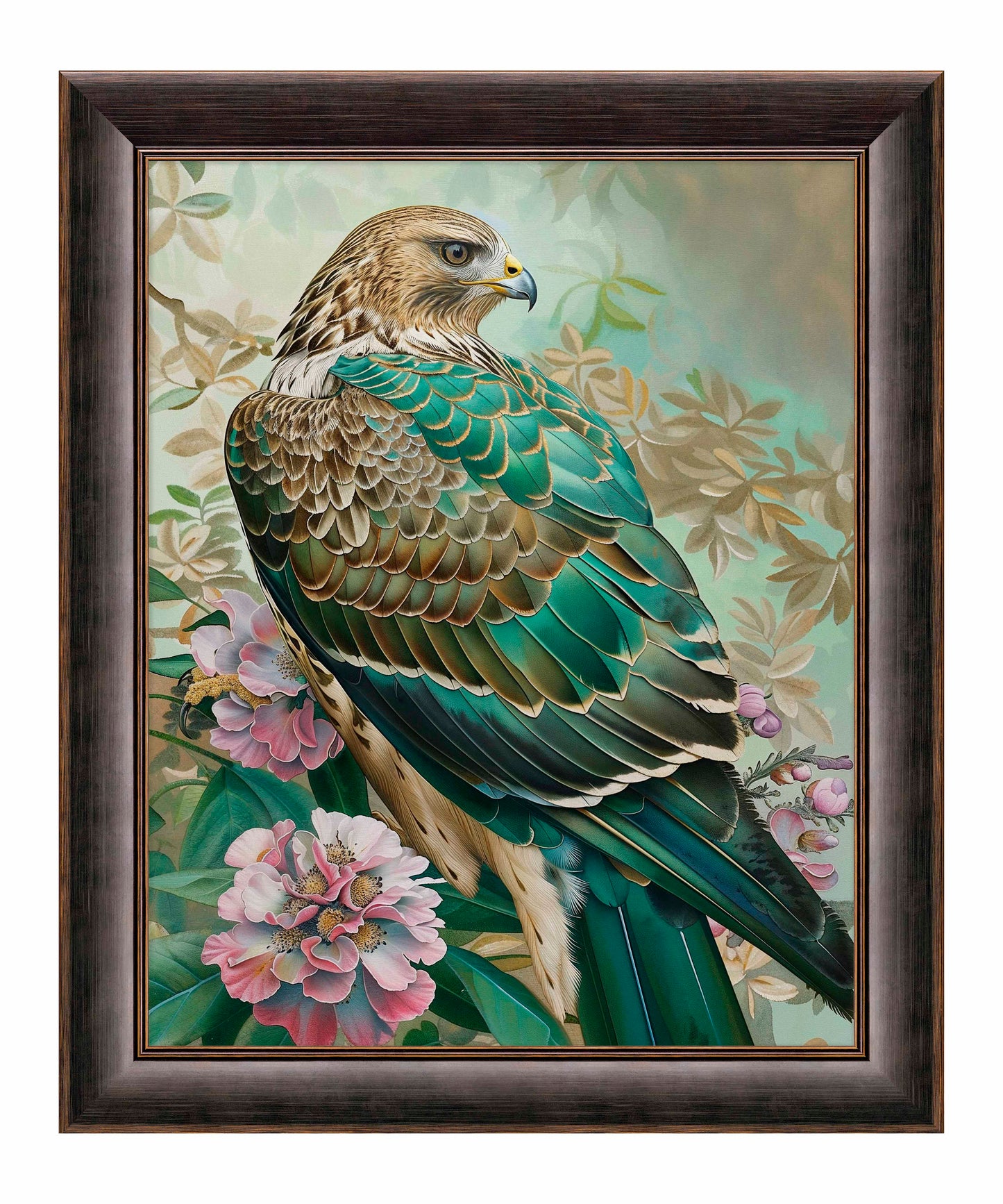 Emerald Majesty - Hawk Amidst Blossoms - Limited Edition Canvas