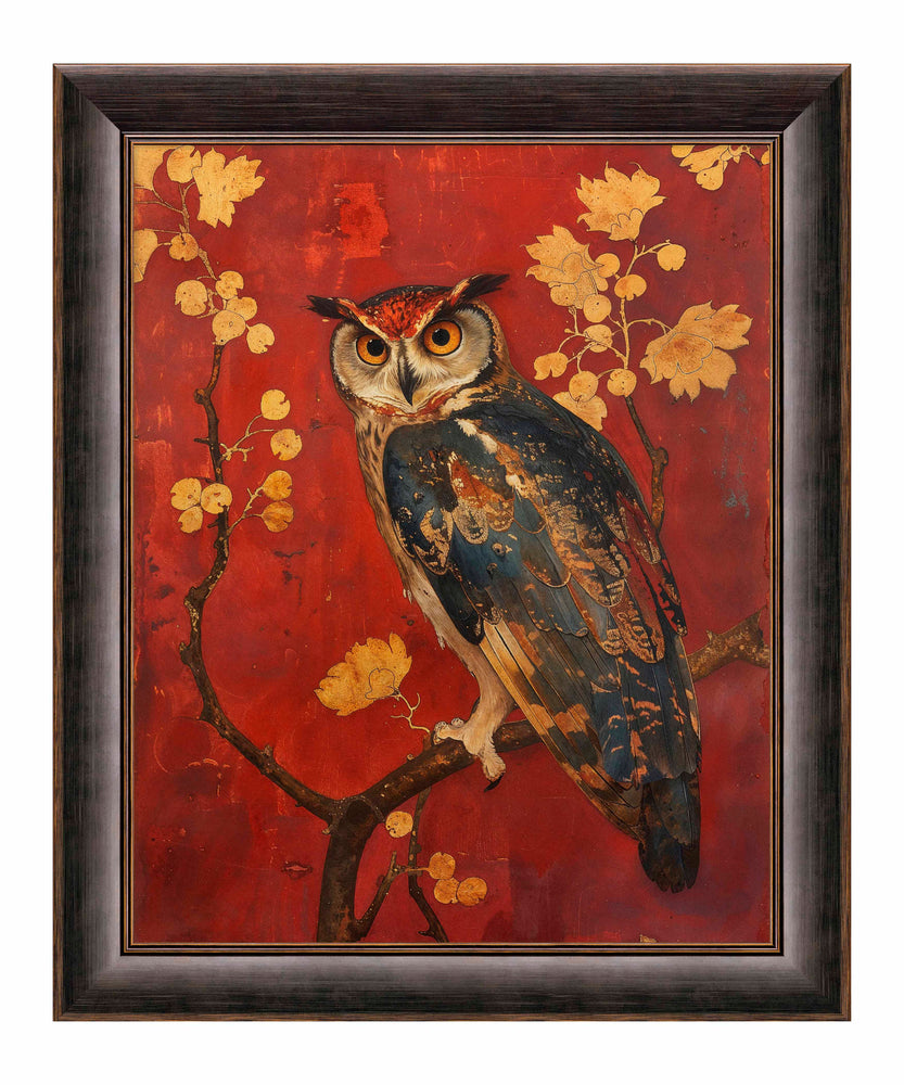 Majestic Watcher - Owl in Golden Foliage - Limited Edition Canvas