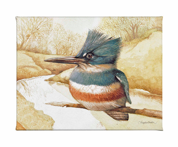 Kingfisher on Fishing River - Gallery Wrapped Canvas