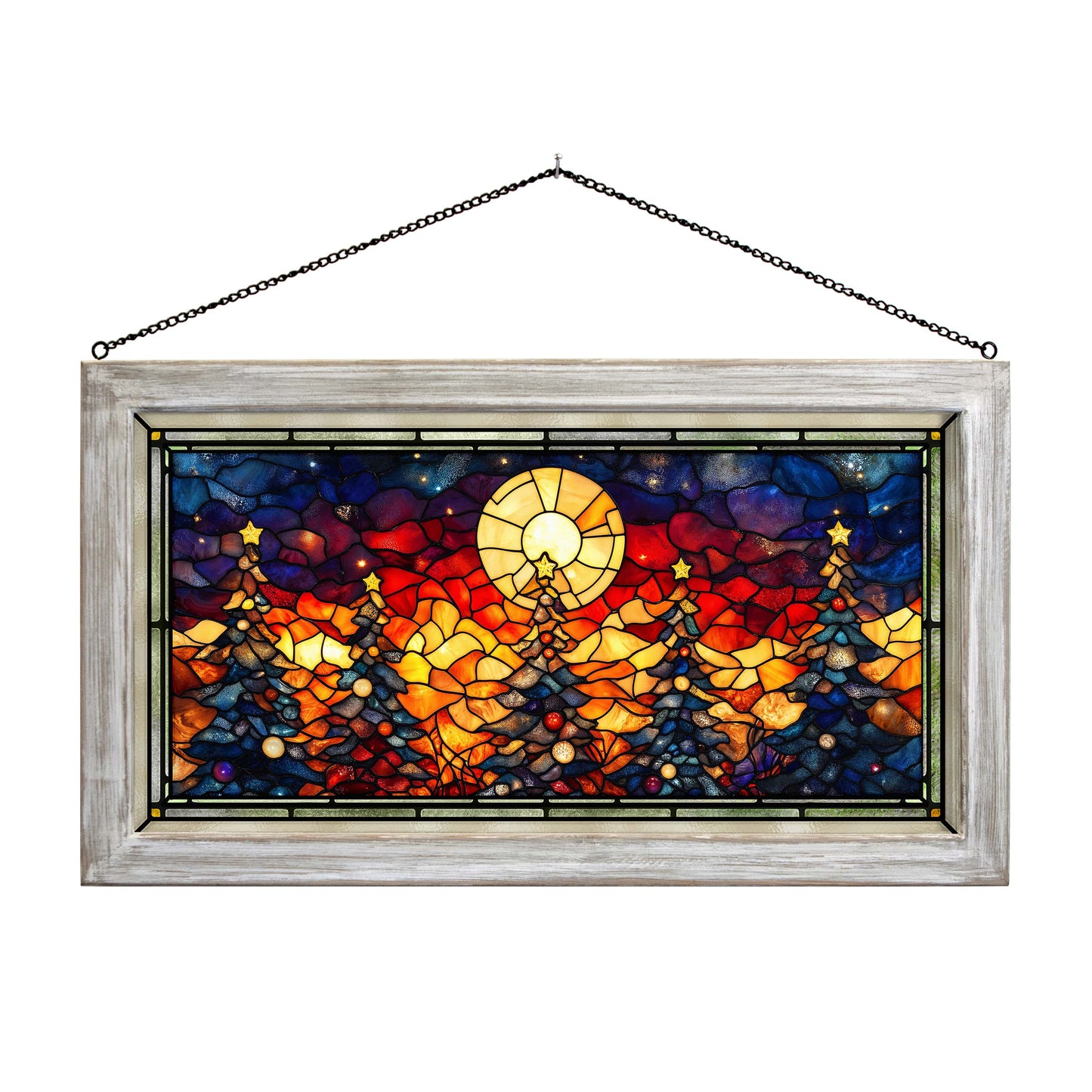 Christmas Sunset Chorus  - 13" x 23" Stained Glass Art