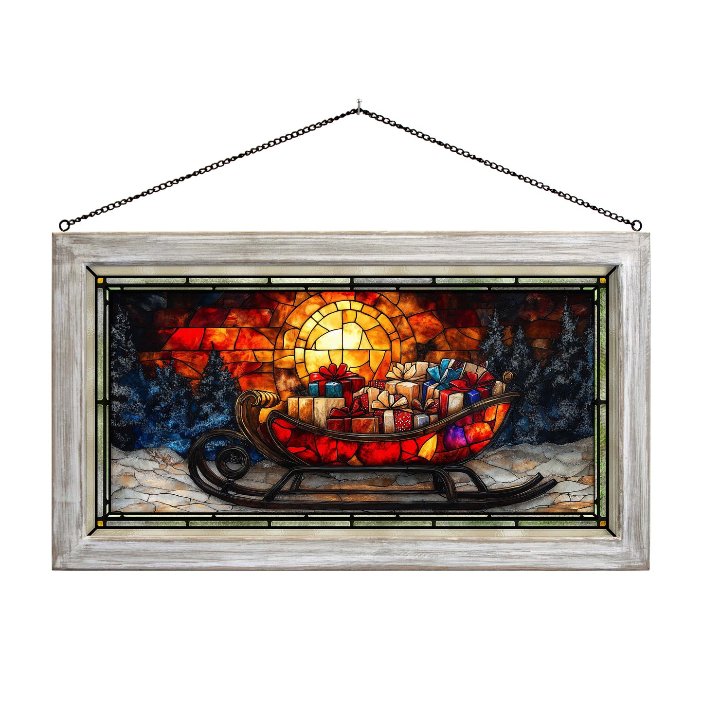 Gifts Aglow  - 13" x 23" Stained Glass Art