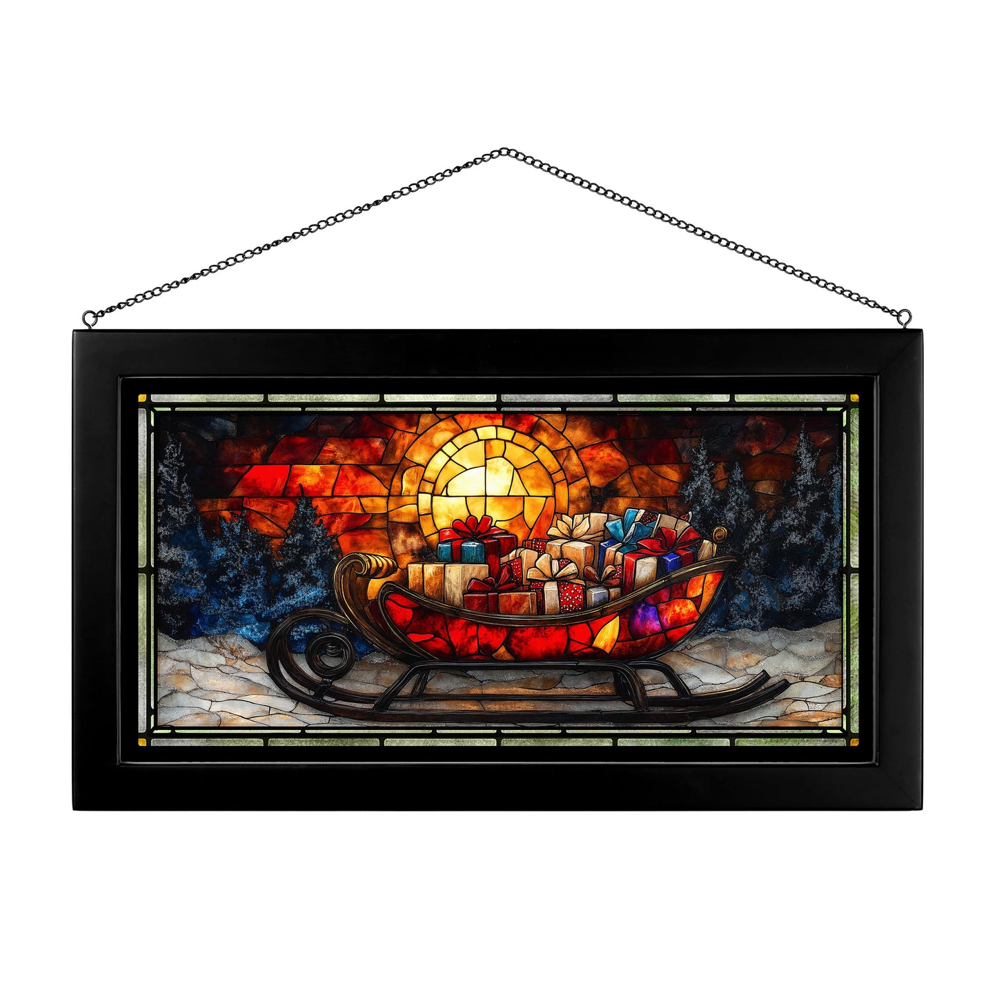 Gifts Aglow  - 13" x 23" Stained Glass Art