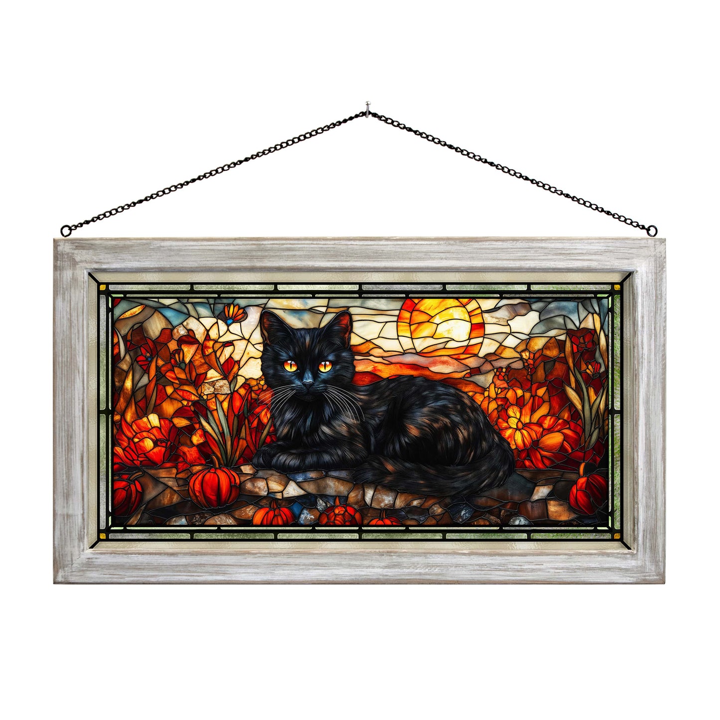 Halloween's Harbinger  - 13" x 23" Stained Glass Art